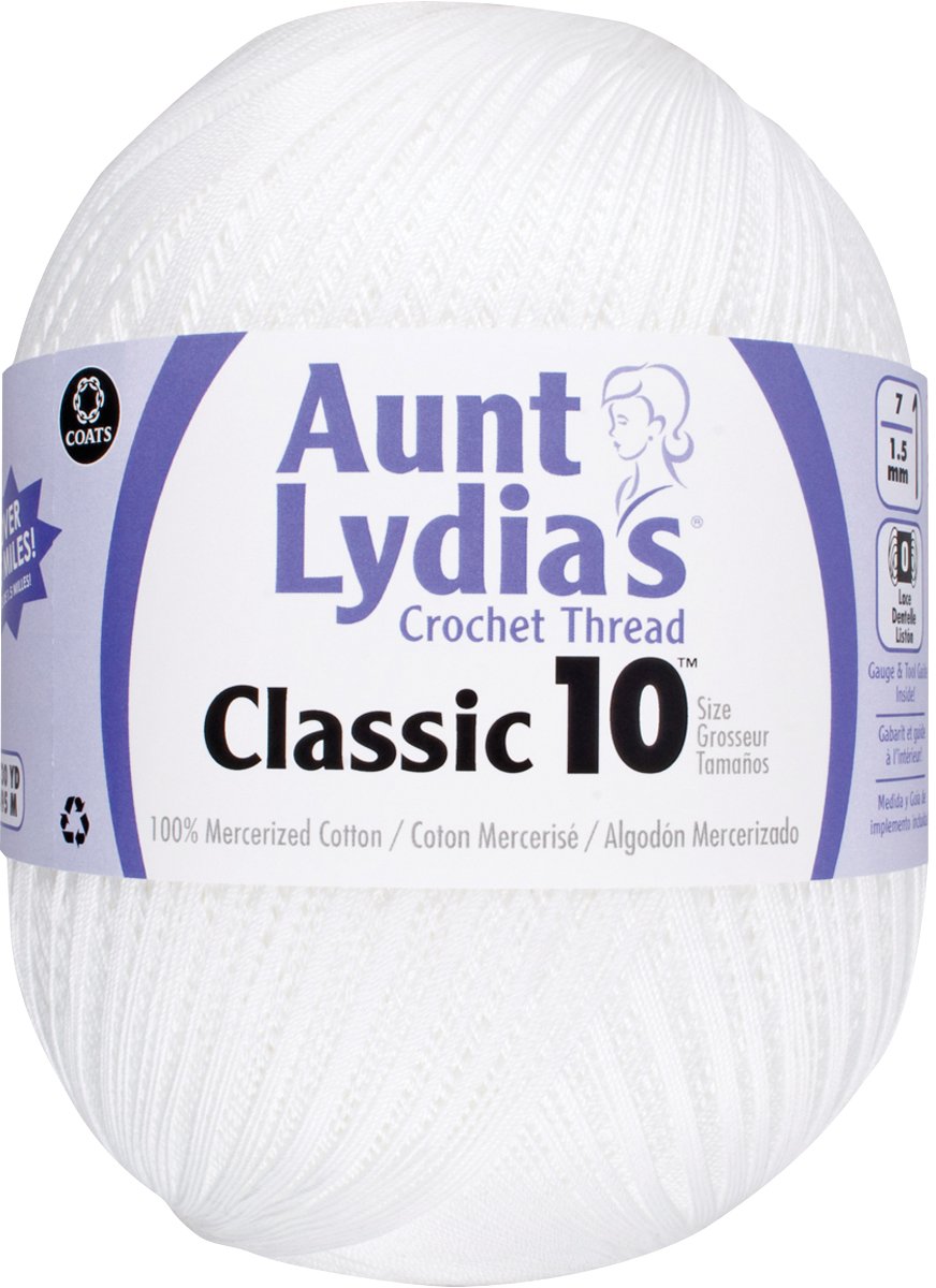 Aunt Lydia's Classic Crochet Thread Size 10 Jumbo - 1000 Yards White Yarn for Crocheting, Knitting, Doilies & Lace Making - Perfect for DIY Crafts, Home Decor and Gift Projects