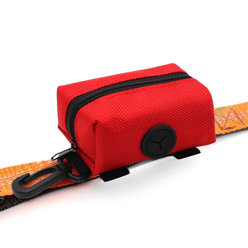 SLSON Portable Dog Poop Bag Holder - Leash Attachment with Zippered Pouch, Lightweight Fabric Waste Bag Dispenser for Dogs (Red) | Ideal for Walking, Hiking, and Outdoor Pet Cleanup