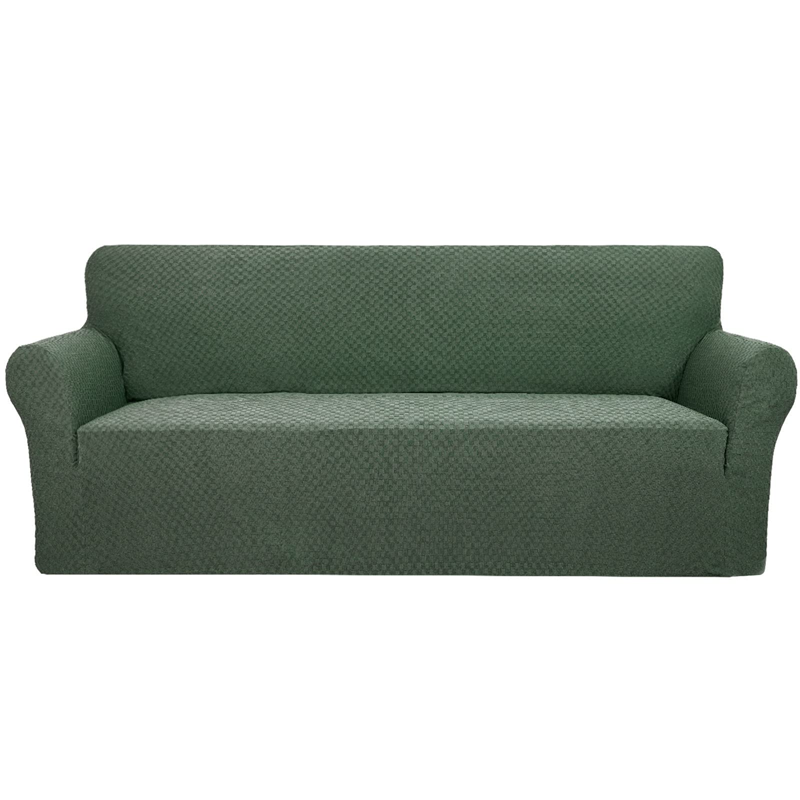Stretch Sofa Cover - Thick Jacquard Non-Slip Elastic Couch Slipcover, Washable Furniture Protector for Living Room (Army Green, X-Large) - Perfect for Pet Owners with Cats & Dogs