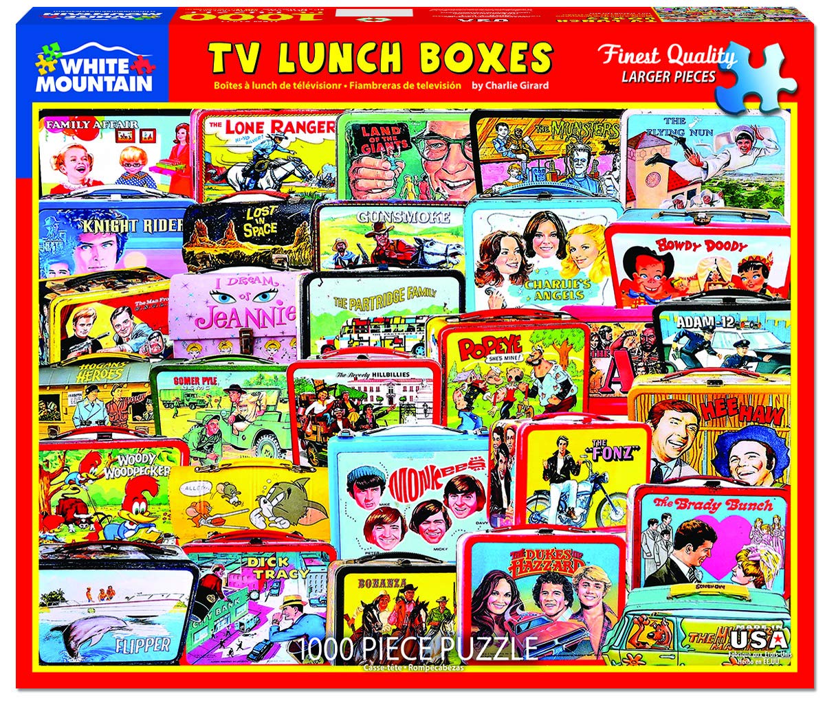 White Mountain TV Lunch Boxes - 1000 Piece Jigsaw Puzzle for Adults, Vintage Collectible Puzzle, Fun Family Game Night Activity, Perfect Gift for Puzzle Lovers & Nostalgia Fans