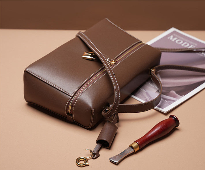 Stylish Genuine Leather Square Shoulder Bag for Women - Perfect for Work, Travel & Everyday Use