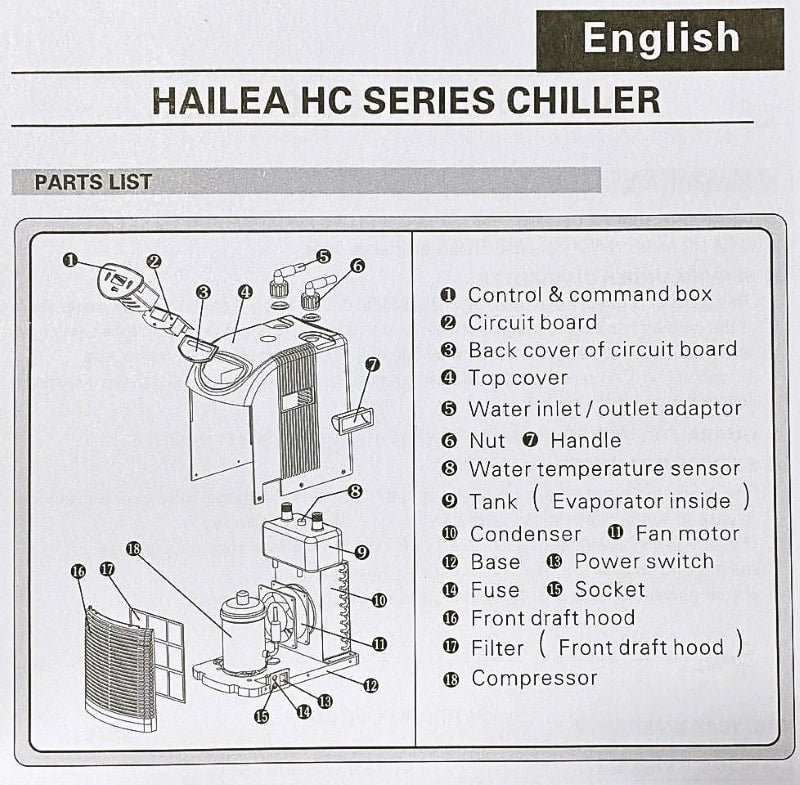 HAILEA HC Series Aquarium Chiller with UK 3 Pin Plug - Efficient Water Cooling System for Fish Tanks, Hydroponics & Marine Applications
