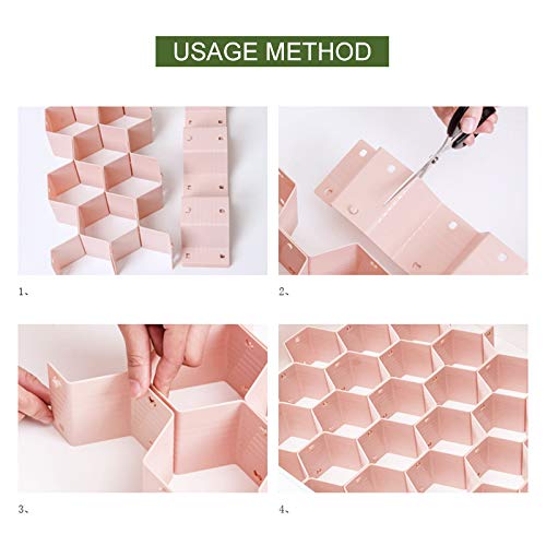 Arinda Adjustable Honeycomb Drawer Organizer - DIY Clapboard Divider for Underwear, Socks, Bras, Ties, Belts & Scarves Storage | Perfect for Baby Clothes, Jewelry & Home Organization
