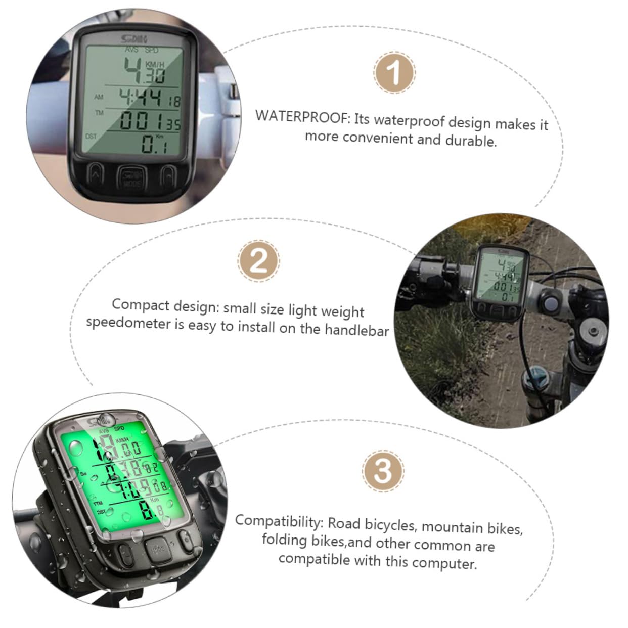 2 Sets Bike Speedometer with Stopwatch - Waterproof Cycling Computer for Bicycle, Exercise Bike & Kayak - Track Speed, Distance & Time - Ideal for Outdoor Sports & Fitness Training