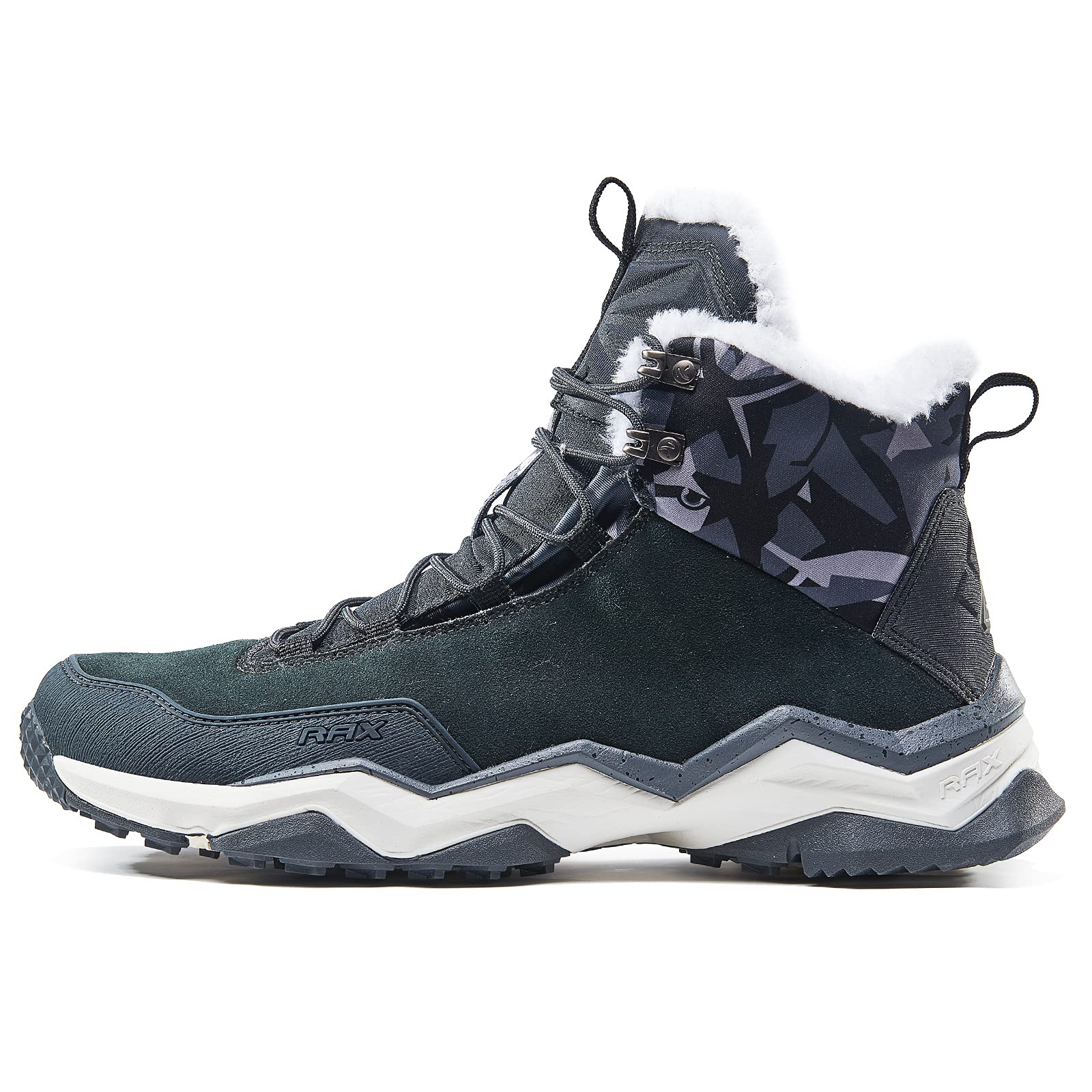 RAX Men's Winter Snow Boots - Waterproof Hiking Boots with Fully Fur Lined High Top for Outdoor Activities, Cold Weather & Snowy Conditions