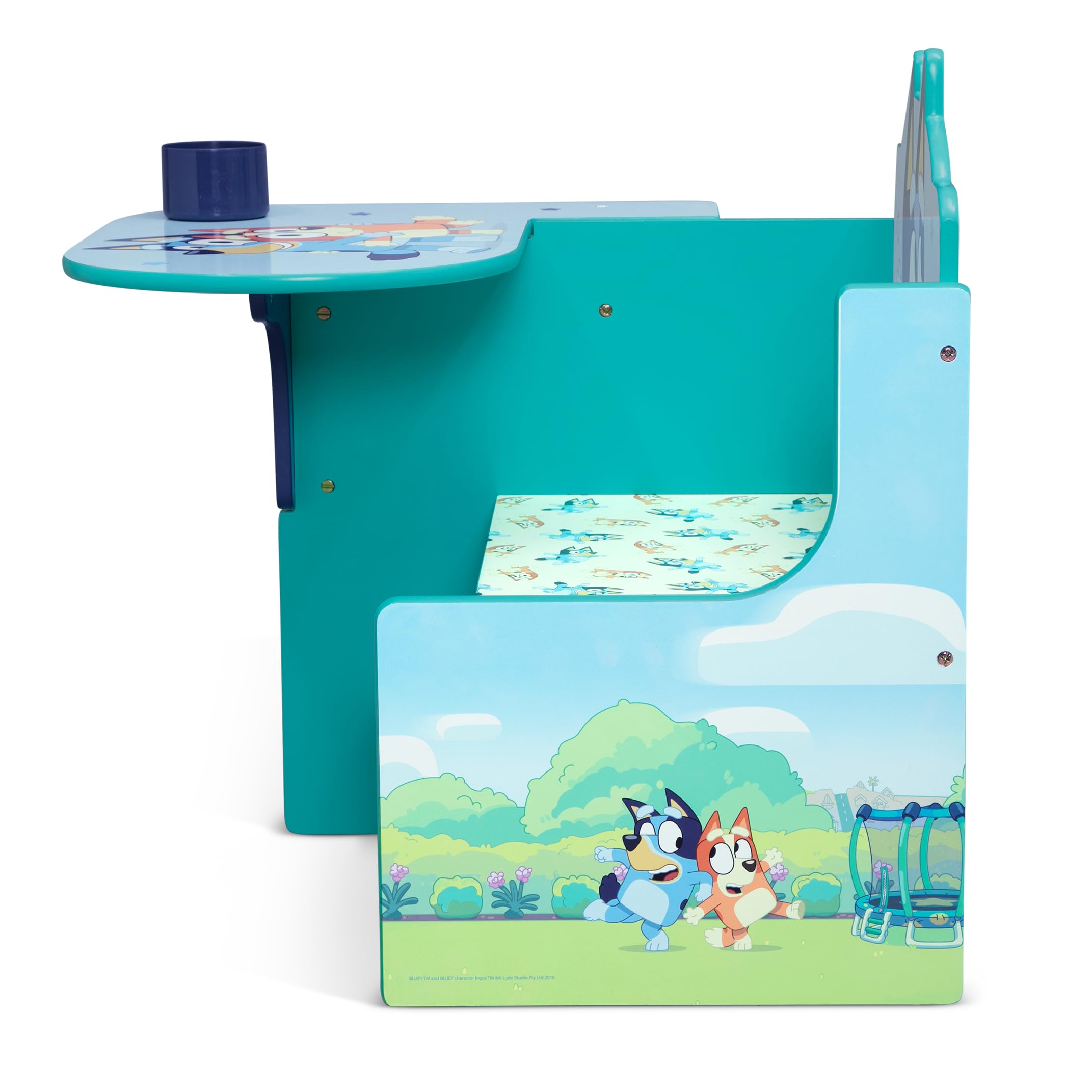 Delta Children Bluey Chair Desk with Storage Bin - Greenguard Gold Certified Kids Study Desk, Blue - Perfect for Homework, Arts & Crafts, and Playroom Organization