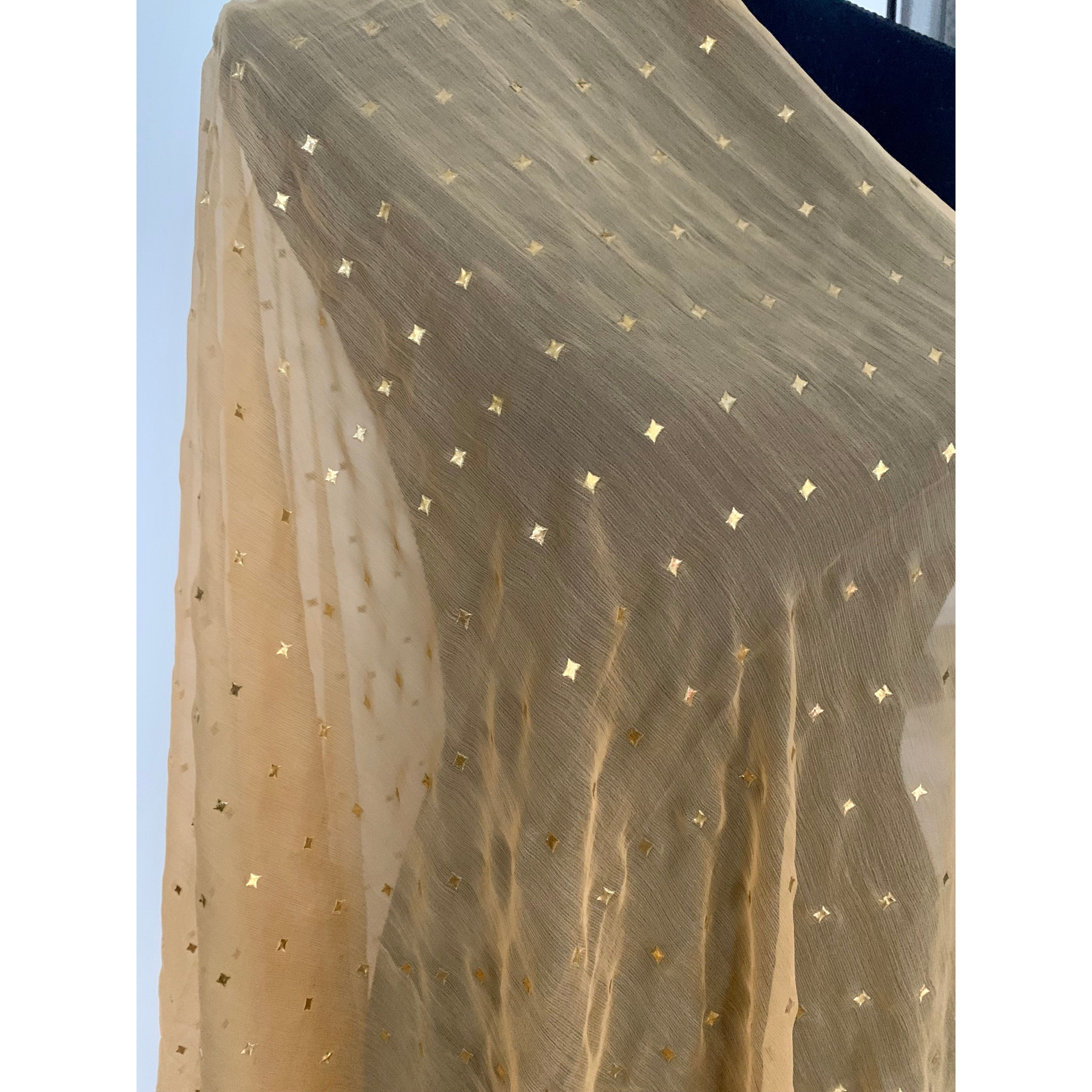 Elegant Gold Dupatta with Sparkling Stars - Perfect for Weddings, Parties & Festive Occasions
