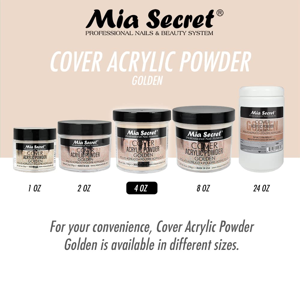 Golden Mia Secret Acrylic Powder for Nails - 4 oz Professional Nail Art Kit | Perfect for Salon, Home Manicure & DIY Nail Extensions