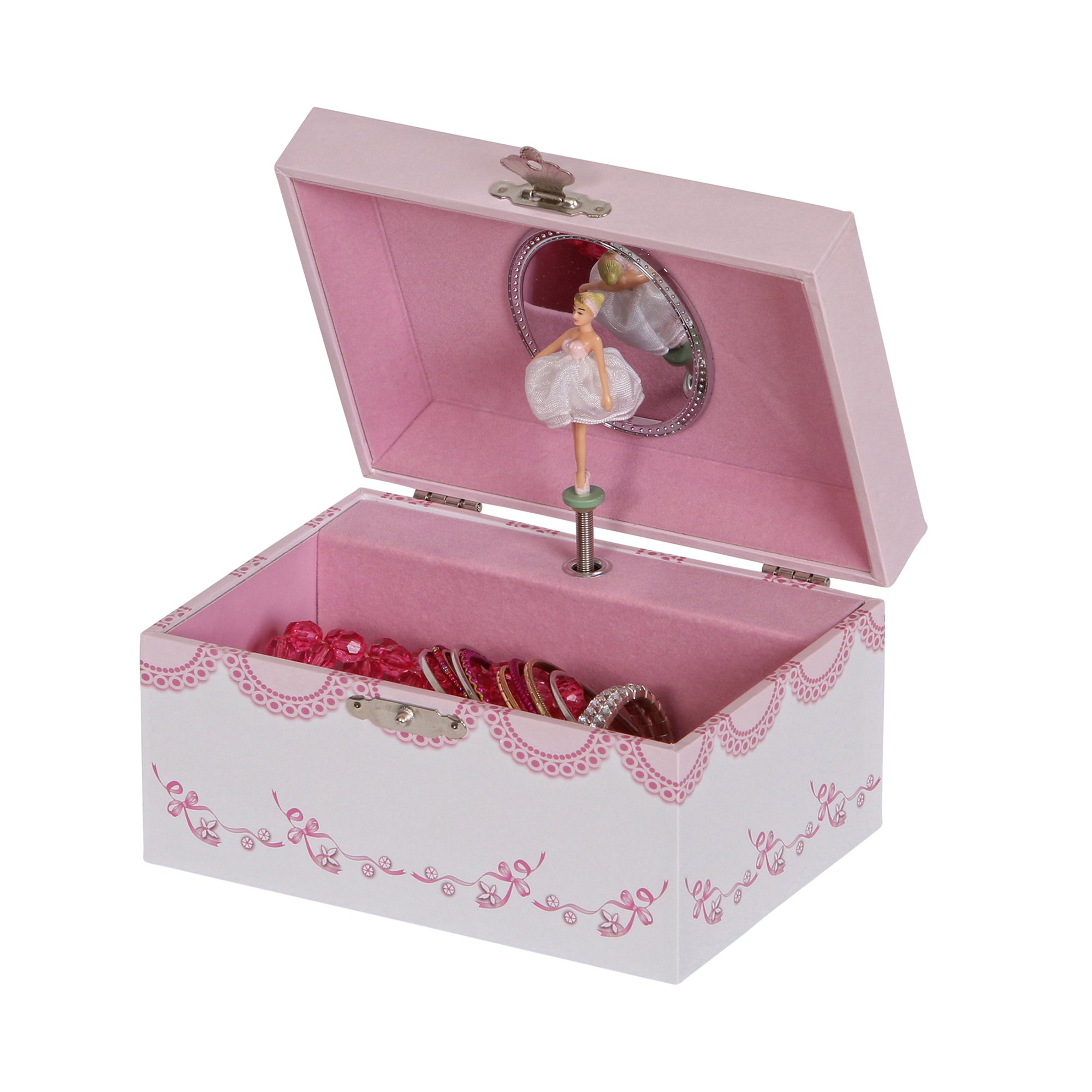 Mele & Co. Clarice Musical Jewelry Box for Girls - Pink Ballerina Jewelry Storage with Music, 6