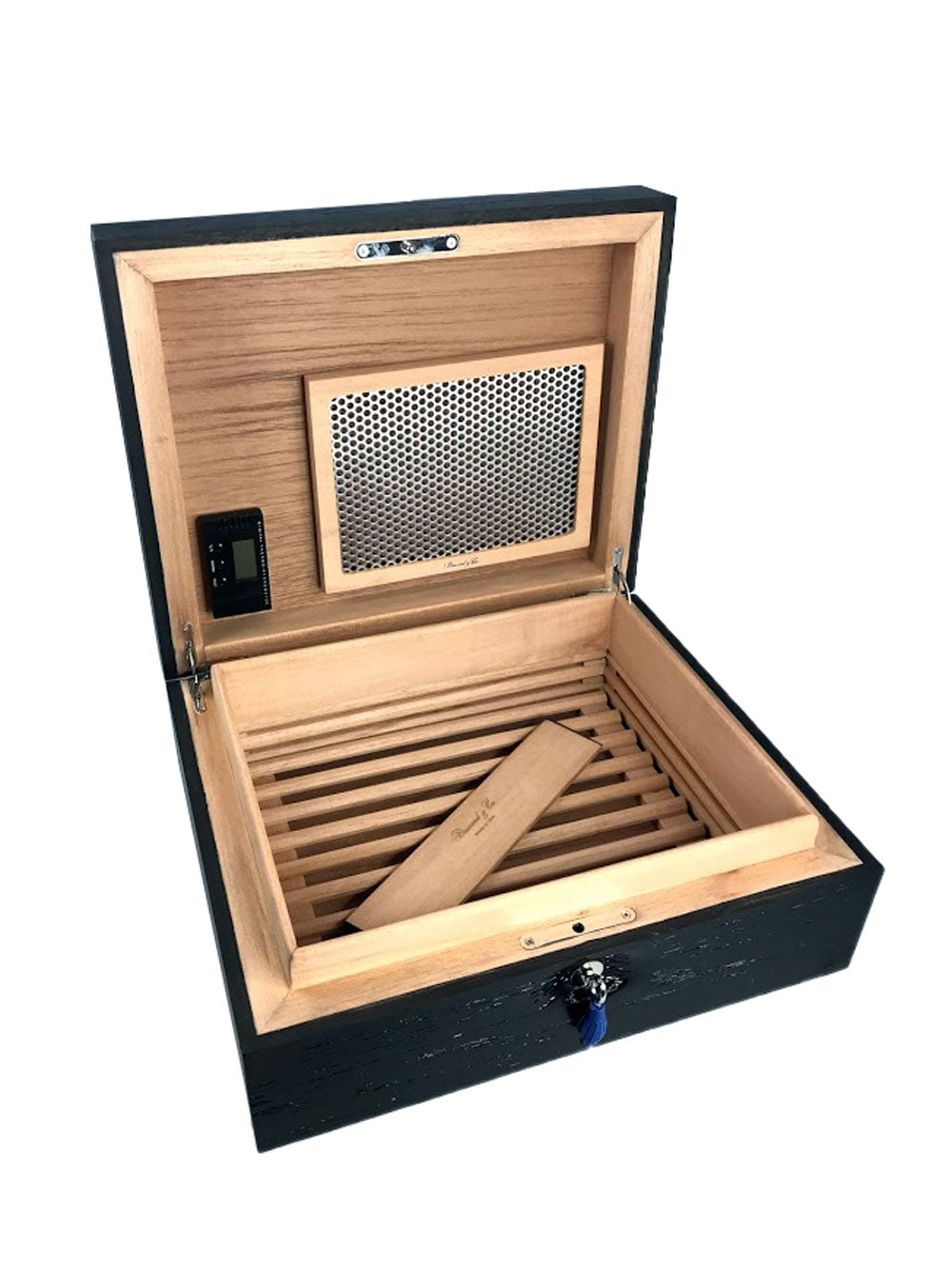 Brizard & Co Premium Airflow Humidor - Black Oak Finish | Ideal for Cigar Storage & Aging | Perfect for Home, Office, or Lounge Use