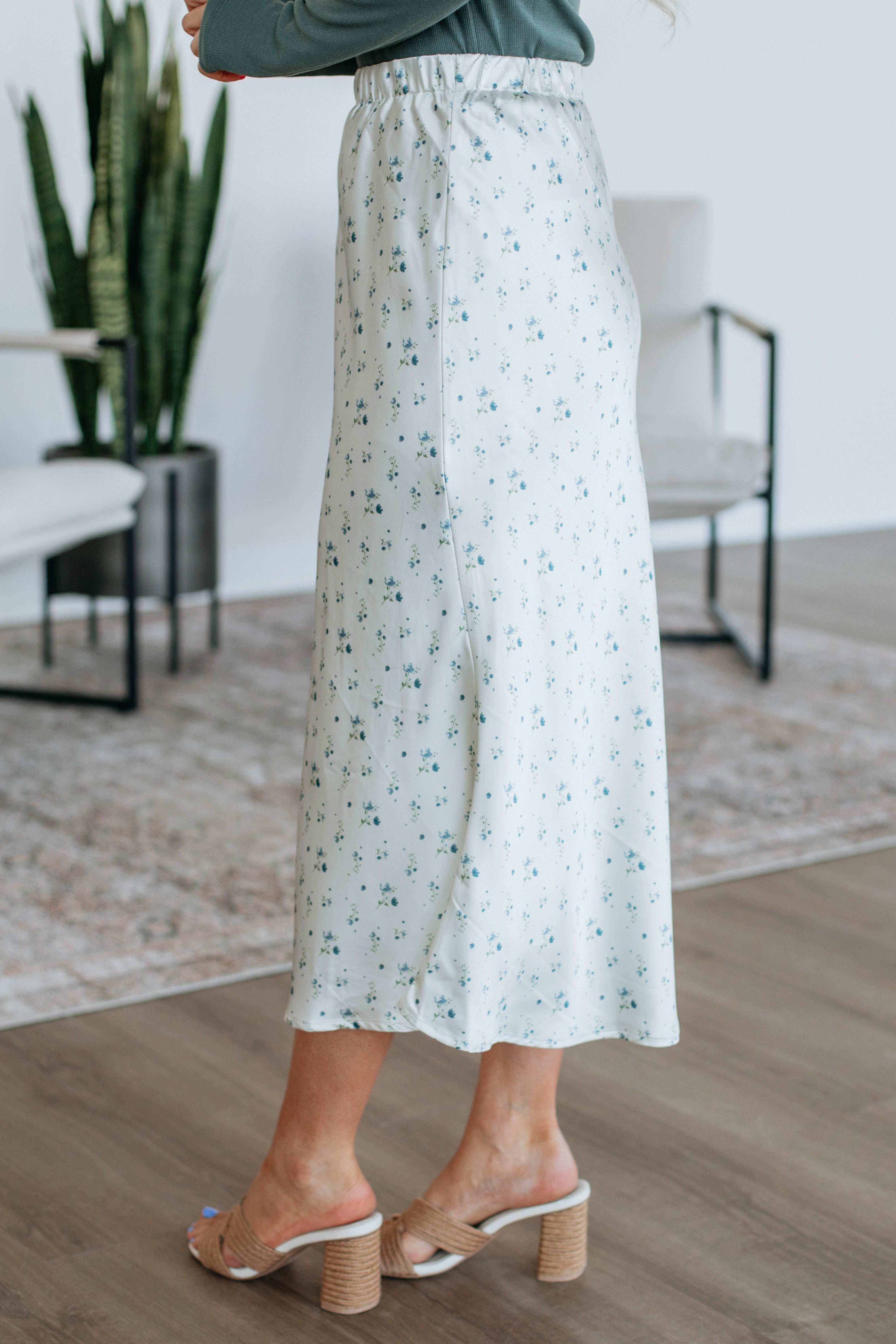 Denalia Floral Skirt for Women - Elegant Floral Print A-Line Skirt with Elastic Waistband | Perfect for Summer, Beach, Vacation & Casual Outfits