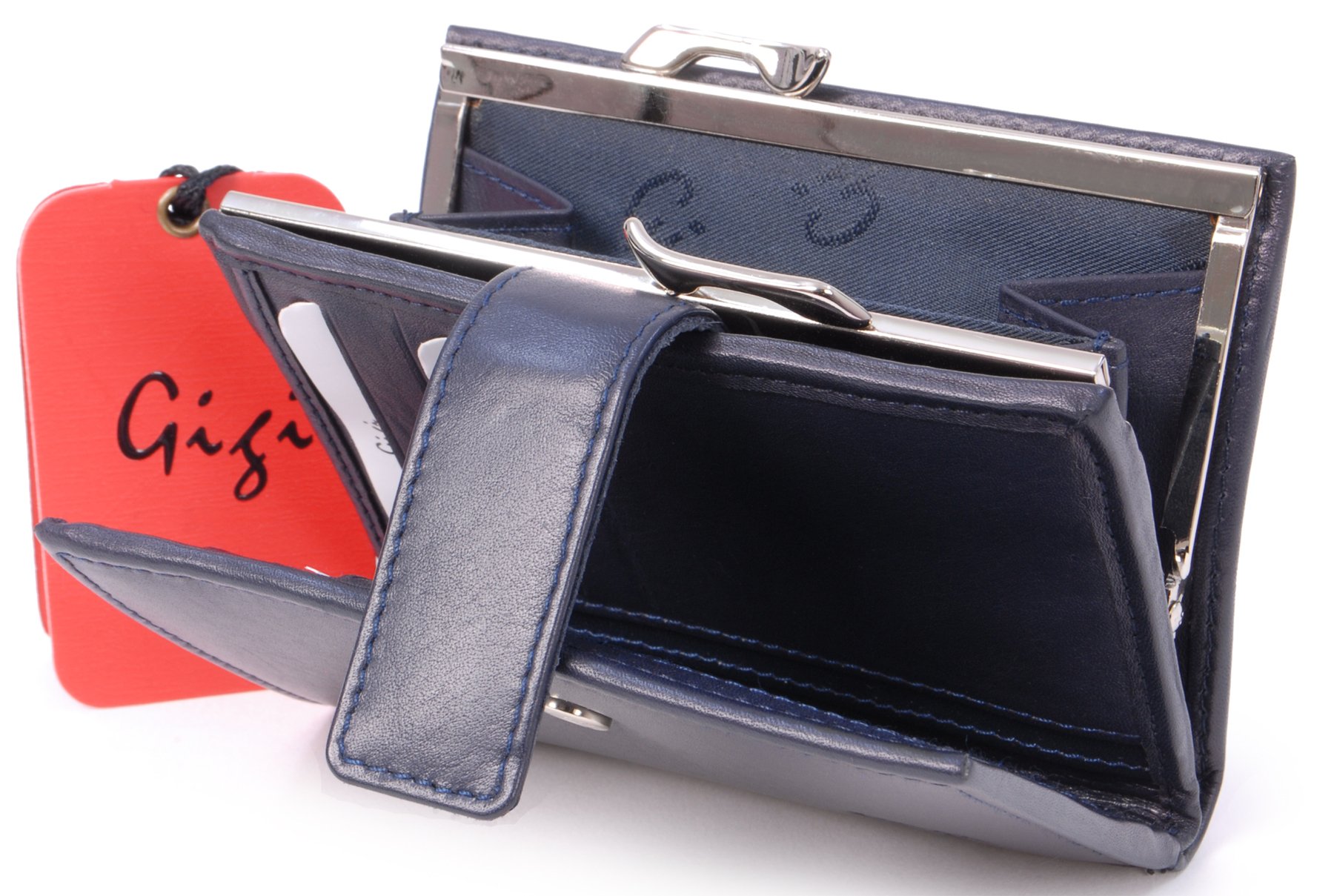 Gigi Women's Navy Blue Leather Wallet & Coin Purse - Medium Size Ladies Handbag with Gift Box (Othello 4244) - Perfect for Everyday Use, Travel & Gift Giving