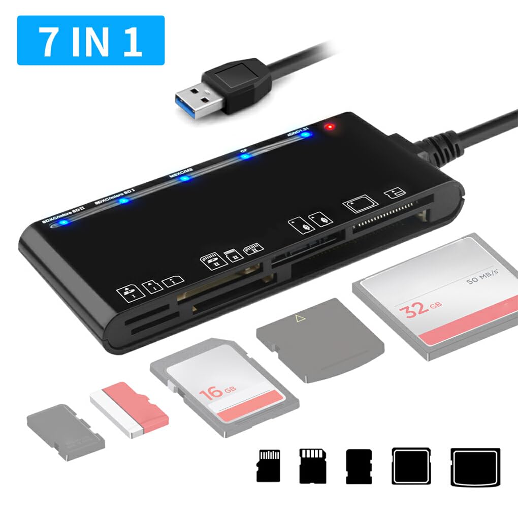 High-Speed Portable USB Memory Card Reader for Laptop & Computer - Multi-Function Adapter for Camcorder, Home Office, and Travel Accessories