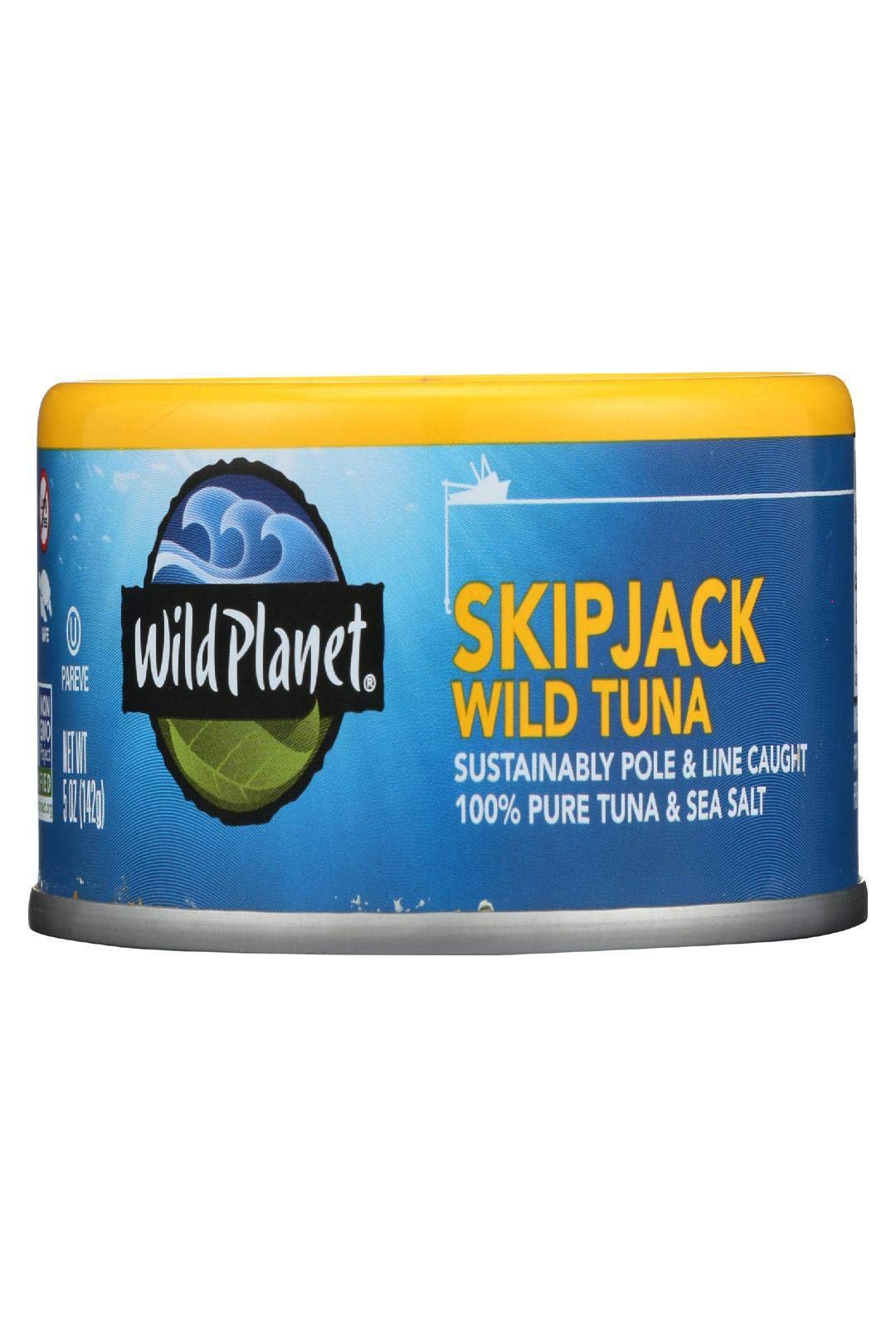 Wild Planet Wild Skipjack Light Tuna in Sea Salt - 5 oz Can | High Protein, Mercury Tested, Keto & Paleo Friendly | Perfect for Salads, Sandwiches & On-The-Go Meals