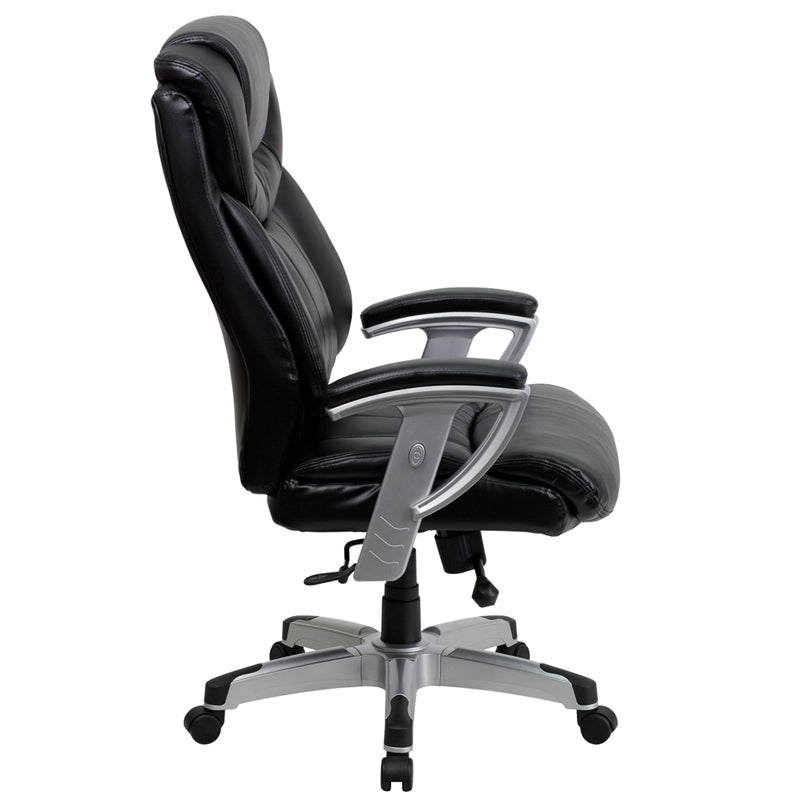 HERCULES Series Big & Tall 400 lb. Capacity Black LeatherSoft Executive Ergonomic Office Chair with Silver Adjustable Arms - Perfect for Home Office, Gaming, and Professional Workspaces