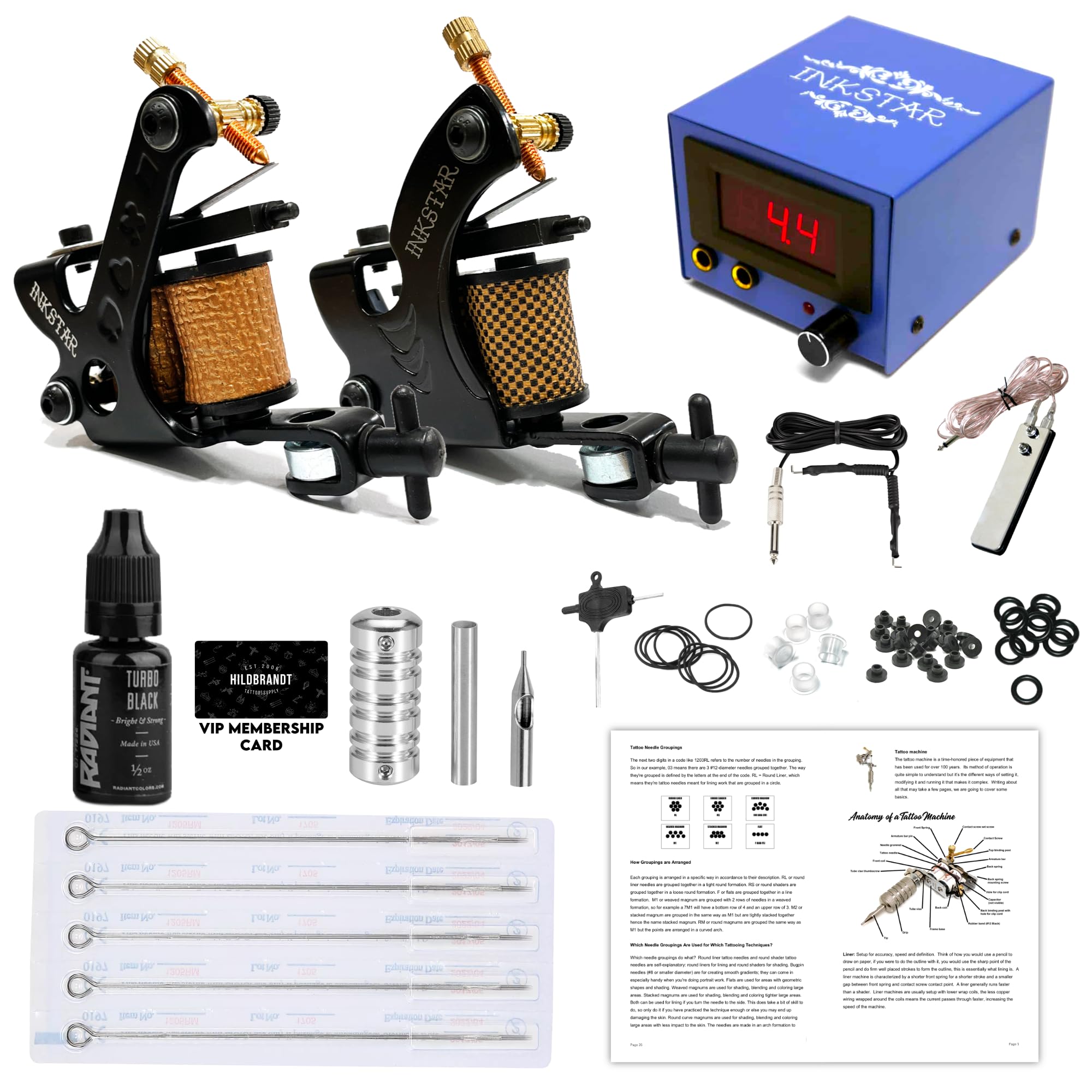 Professional Tattoo Kit with Inkstar Tattoo Machine - Complete Tattooing Set for Beginners & Artists (TKI2DBLK, Medium) - Perfect for Home Tattoo Studio, DIY Body Art & Professional Tattoo Work