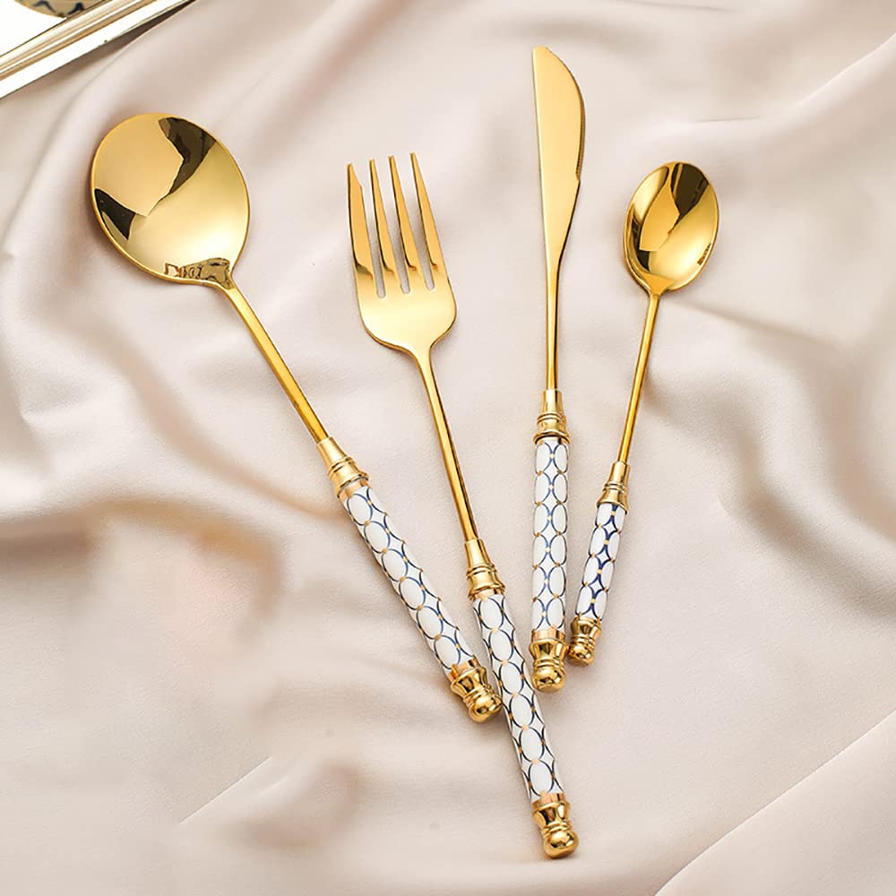Premium 48-Piece Silverware Set for 12 - Stainless Steel Gold Flatware Cutlery Set for Home, Restaurant, Wedding & Party - Elegant Tableware Utensils for Fine Dining, Entertaining & Special Occasions