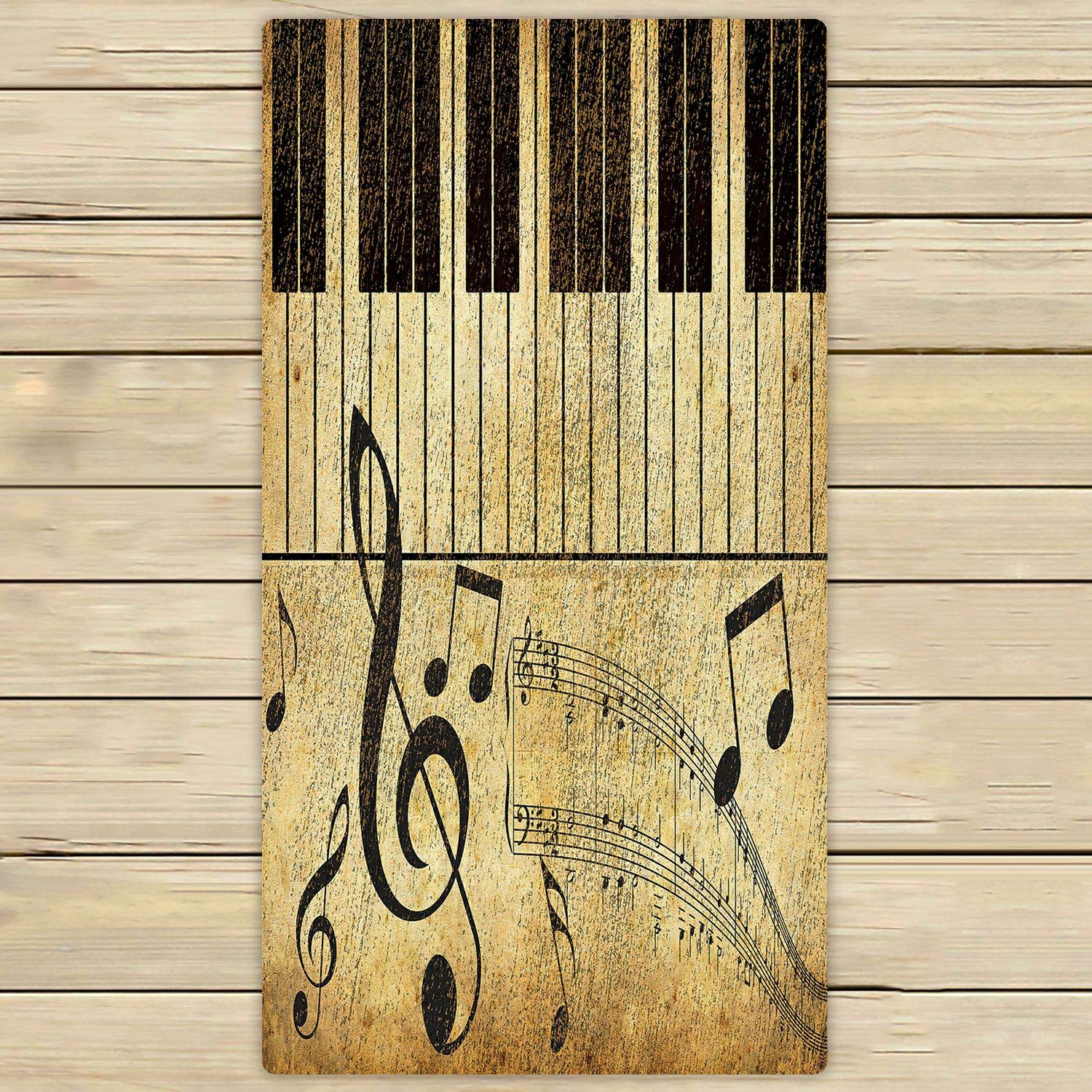 Vintage Music Piano Design Beach Towel 30x56 Inch - Soft Absorbent Quick Dry Towel for Pool, Bath, Spa, Travel & Outdoor Activities - Perfect for Beach, Gym, Yoga & Picnics