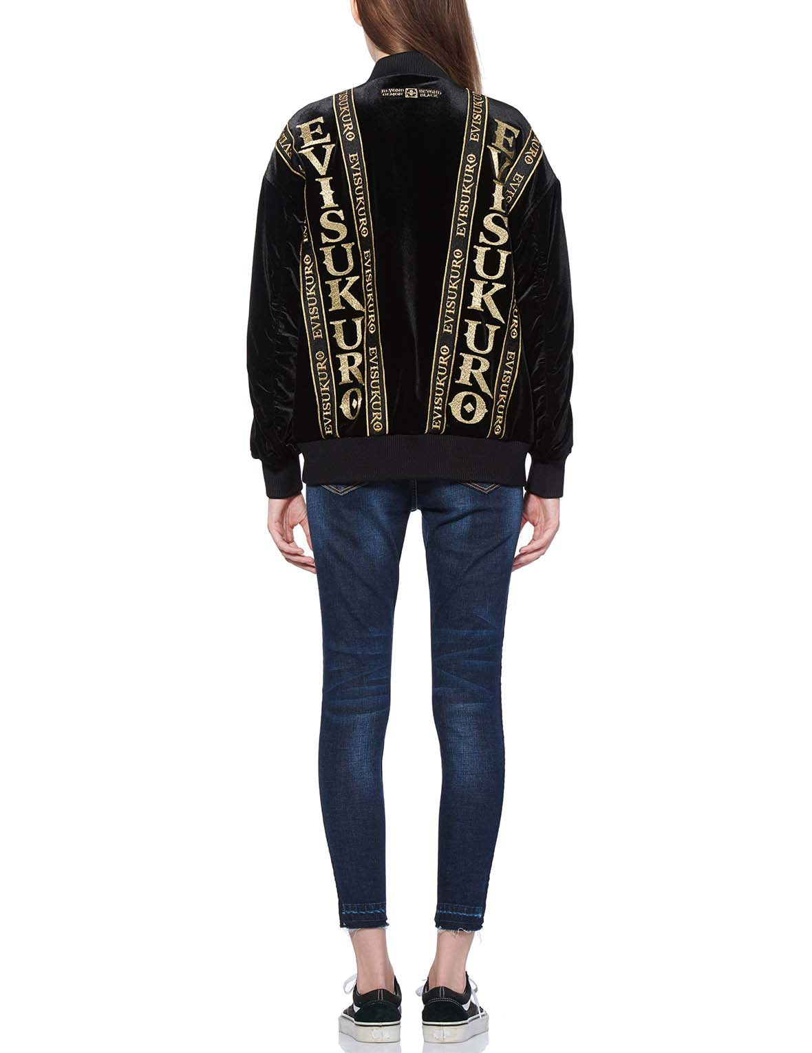 Stylish Logo Tape Padded Velvet Bomber Jacket for Men & Women | Trendy Streetwear Fashion | Perfect for Casual Outfits, Fall & Winter Layering