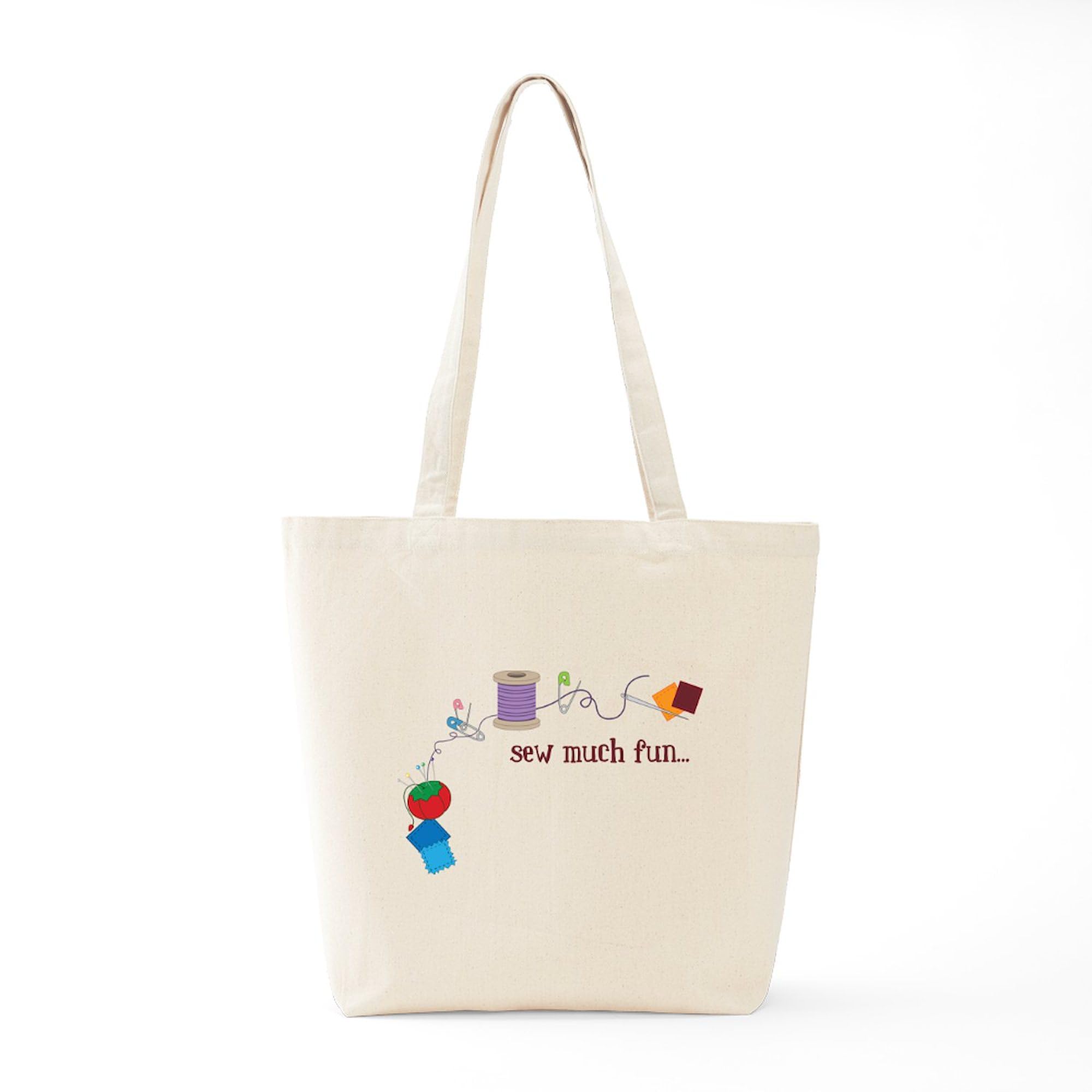 Sew Much Fun Natural Canvas Tote Bag - Reusable Eco-Friendly Shopping Bag for Groceries, Beach & Daily Use