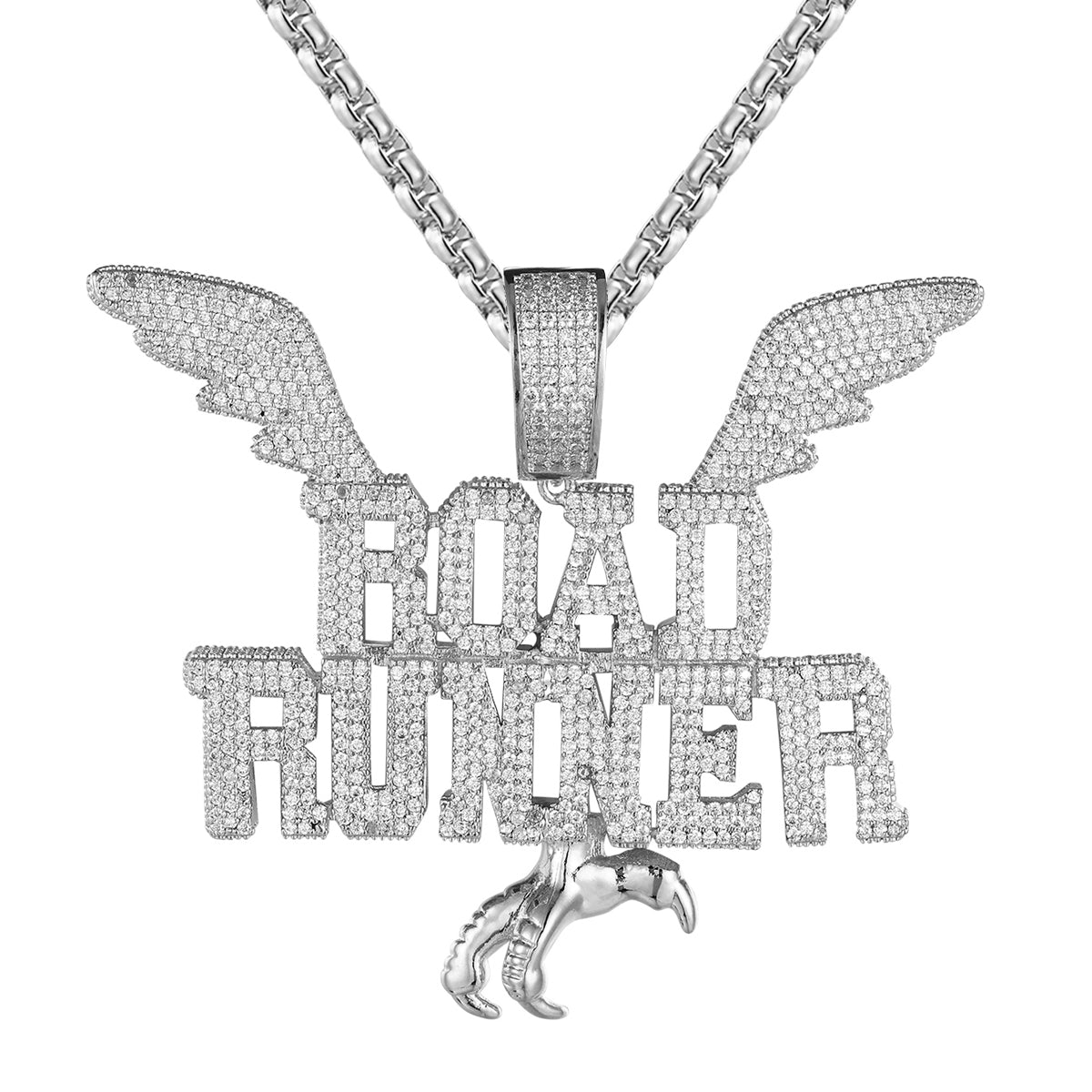 Road Runner Flying Wings Micro Pave Hip Hop Pendant Chain - 14K Gold Plated Men's Jewelry for Streetwear & Hip Hop Fashion