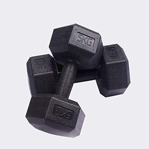 LSYOA Hex Rubber Weight Dumbbells Set 5kg (2 x 2.5kg) - Non-Slip Portable Fitness Dumbbells for Men & Women - Home Gym, Strength Training, Cardio Workout - Perfect for Bodybuilding, CrossFit & Home Exercise
