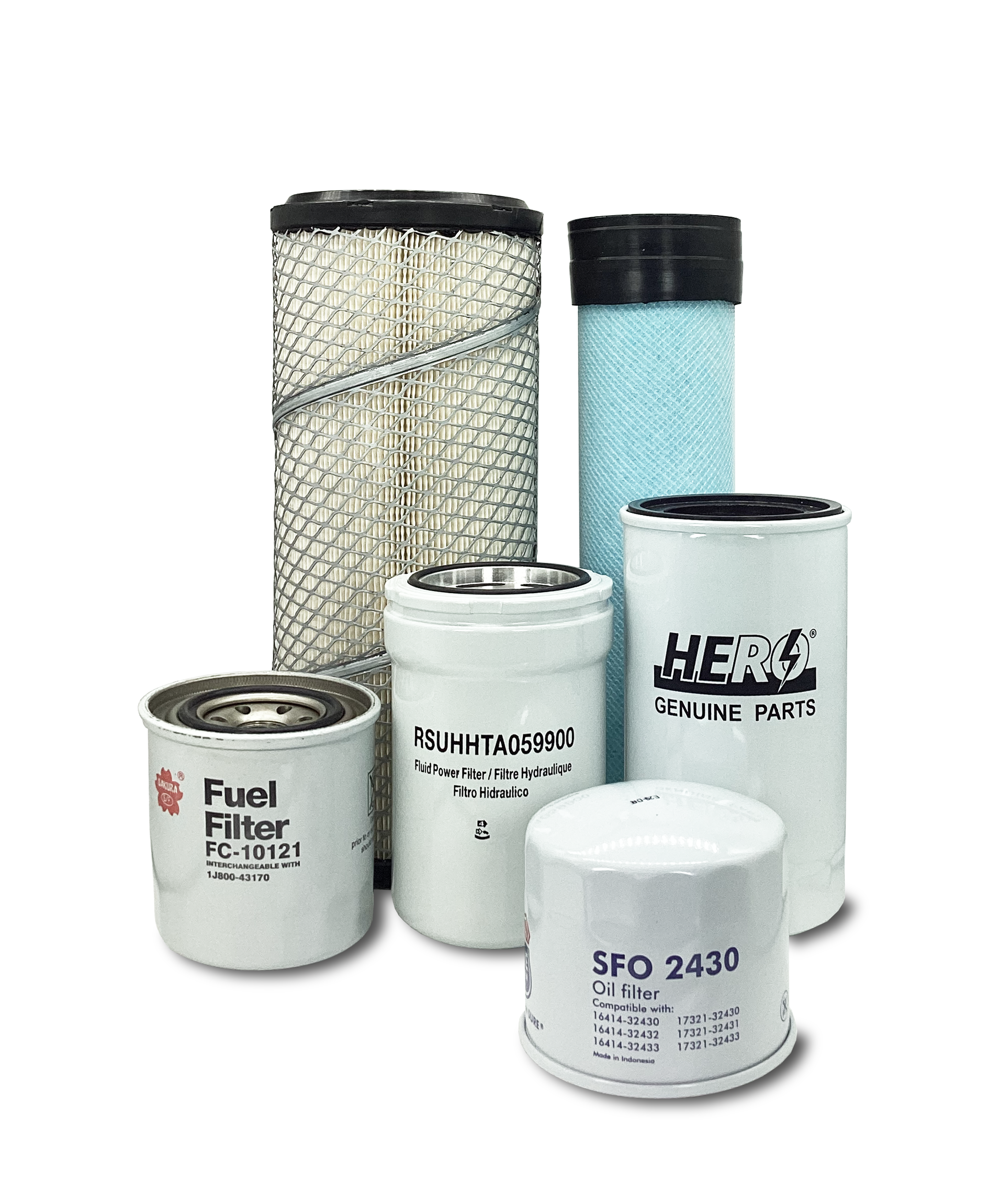 Kubota MX6000HSTC Tractor Maintenance Filter Kit by HERO® - Air, Oil & Fuel Filters Replacement Set for Farming, Landscaping & Agricultural Equipment Care
