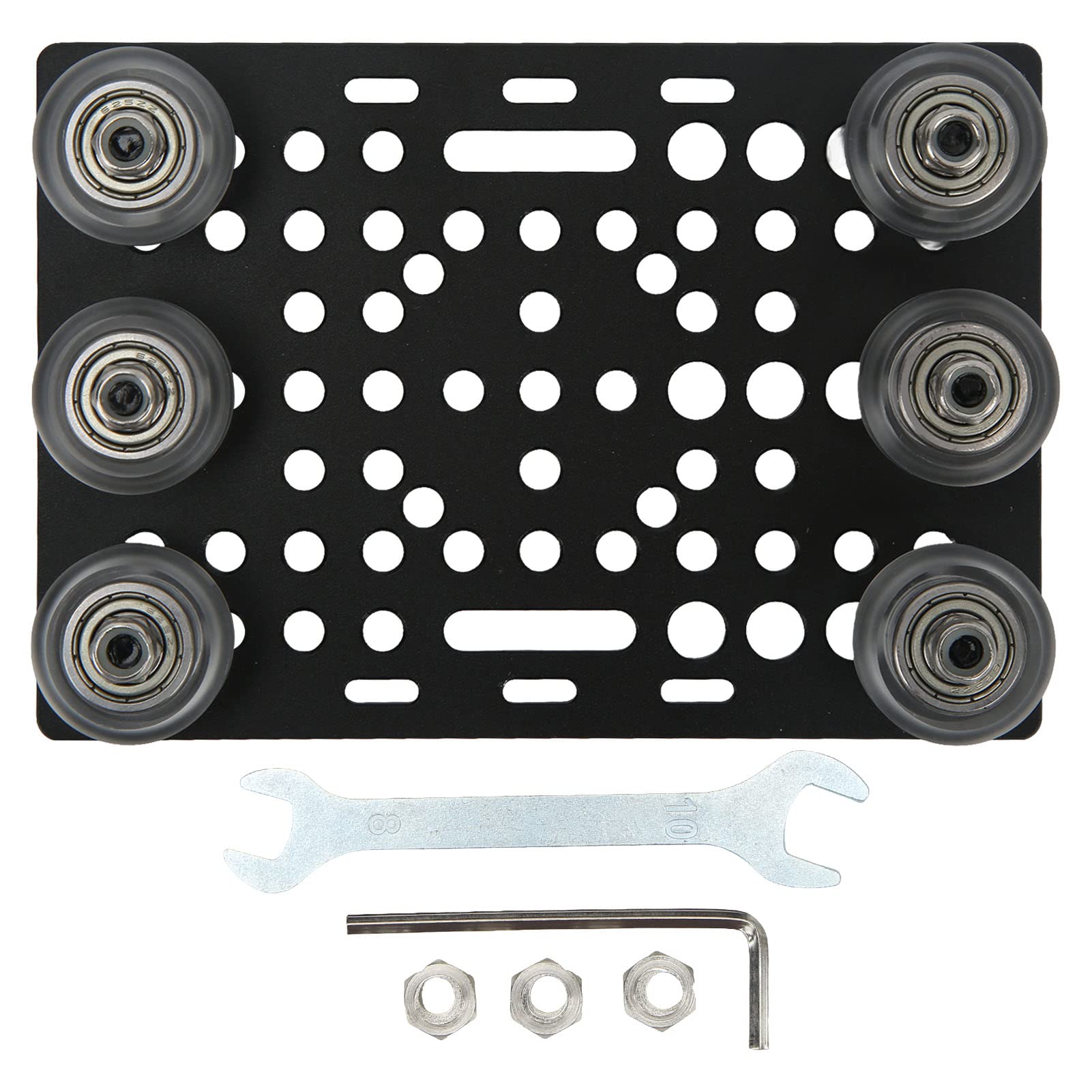 Black Anodized Aluminum Gantry Plate Accessory for 20-80mm Slot 3D Printers with Transparent Pulley - Perfect for DIY 3D Printing Projects & CNC Machine Upgrades