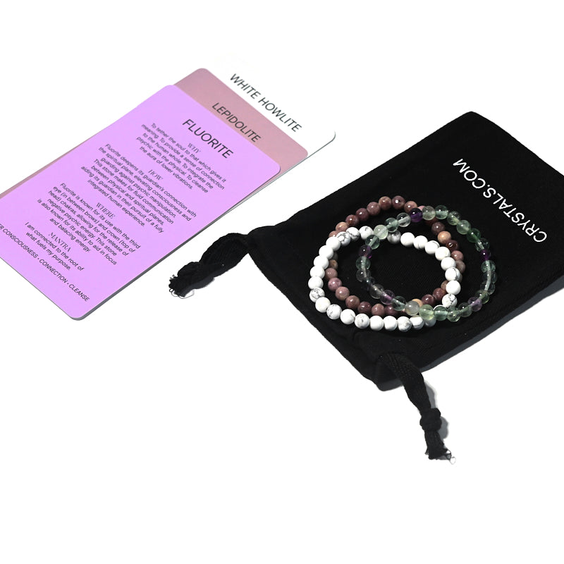 Calm Bracelet Trio Set - Anxiety Relief & Stress Reduction Jewelry for Women - Perfect for Meditation, Yoga, and Daily Wear