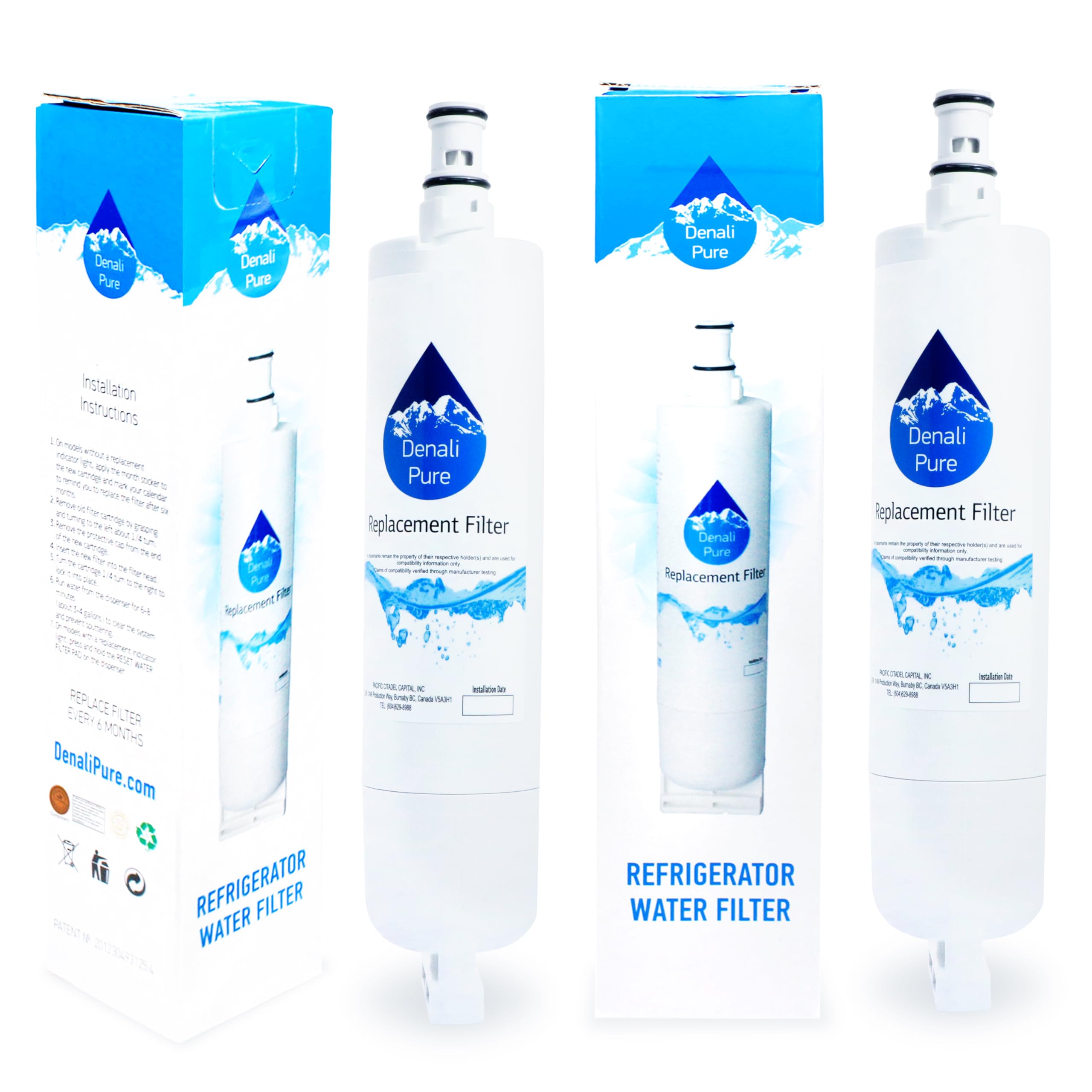 2-Pack Kenmore Refrigerator Water Filter Replacement - Compatible with Sears/Kenmore 46-9010, 46-9902, 46-9908 & 10656642500 Models - Pure Drinking Water for Home, Office, and RV Use