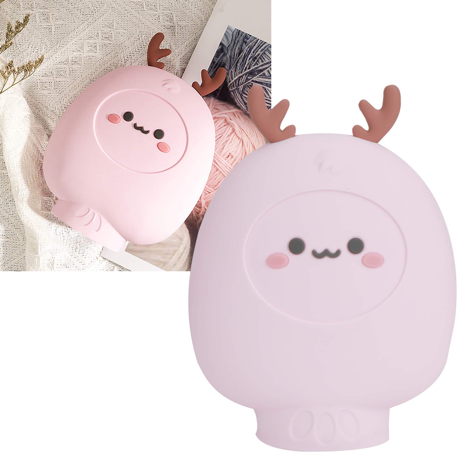 Soft & Elastic Safe Silicone Cartoon Hot Water Bottle - Therapeutic Thermal Compress for Pain Relief, Warmth & Comfort - Perfect for Home, Office & Bedroom Use (Pink) - Ideal for Menstrual Cramps, Back Pain & Cold Weather Warmth
