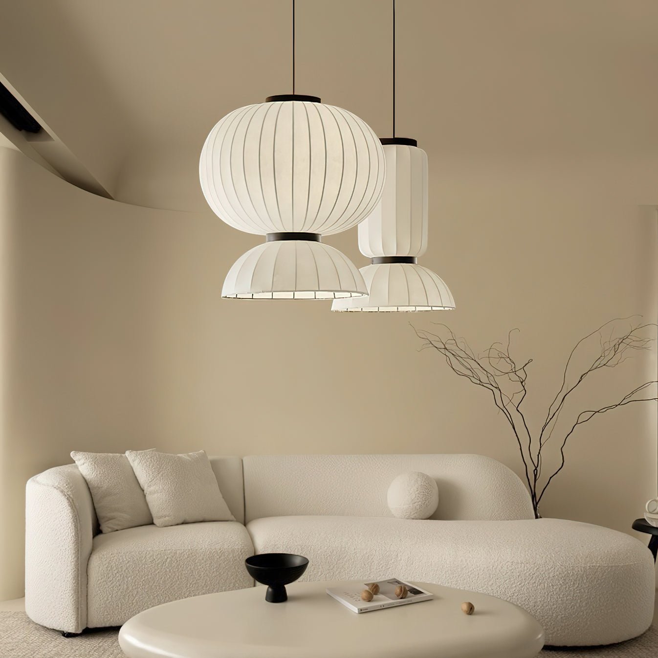 Luxury Mulberry Silk Lantern Pendant Light - Elegant Handmade Chandelier for Bedroom, Dining Room & Living Room Decor
