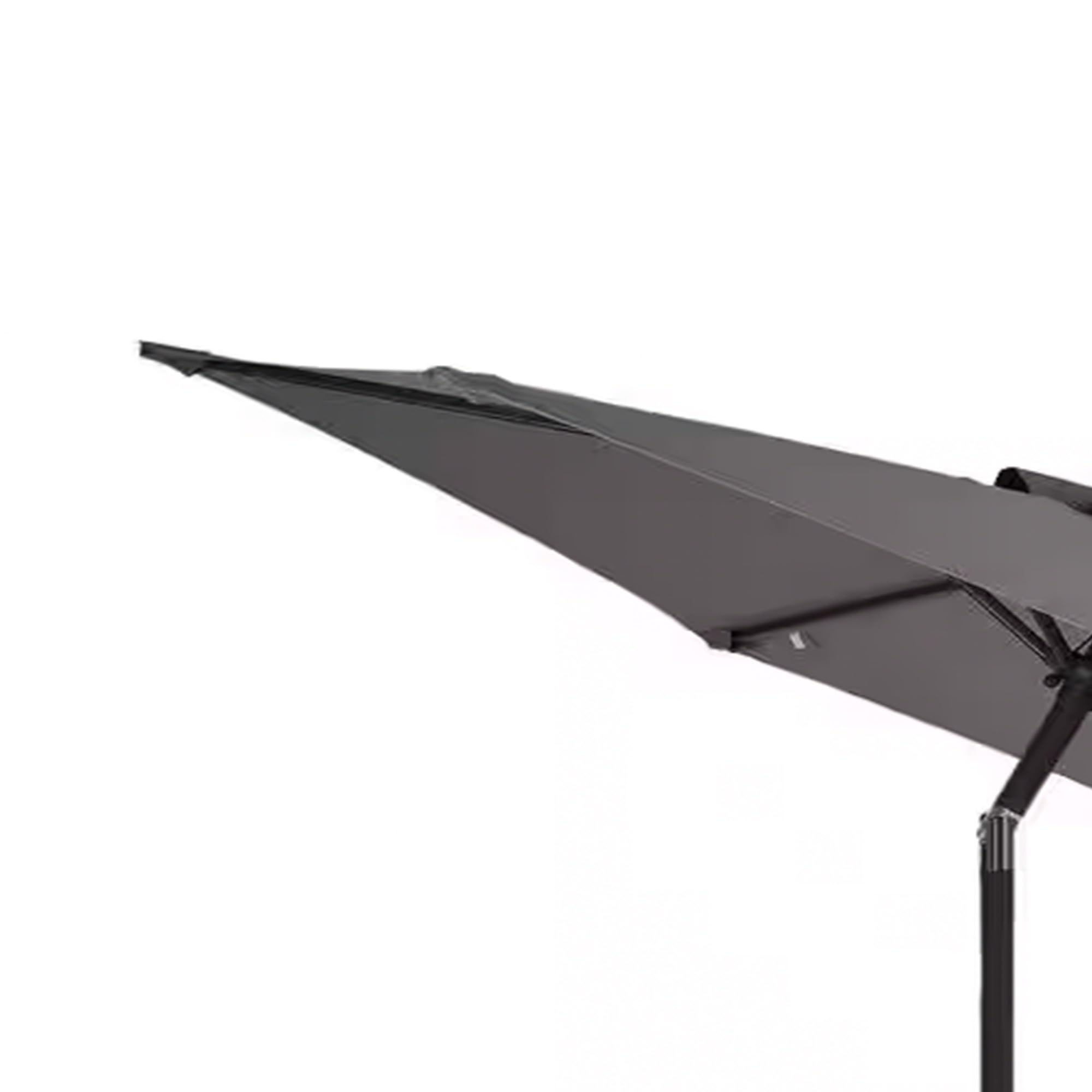 9 Foot Campton Hills Market Umbrella - Round Sling Fabric Outdoor Patio Umbrella with Auto Crank & Tilt - Gray/Brown Shade Canopy for Backyard, Poolside, and Garden Relaxation