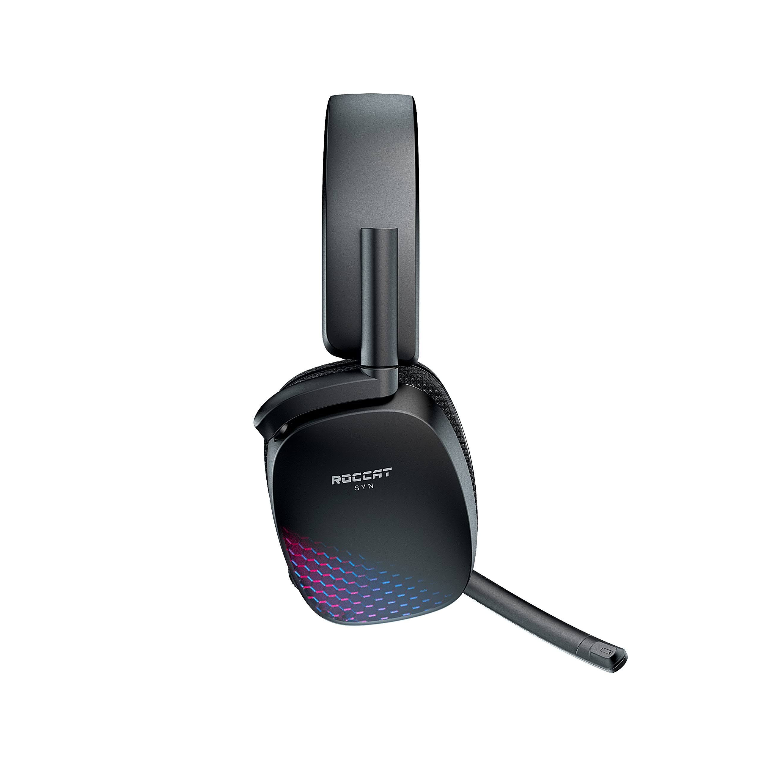 ROCCAT Syn Pro Air Wireless Gaming Headset for PC - Lightweight Design with 3D Surround Sound, Noise-Cancelling Mic, RGB AIMO Lighting & 24-Hour Battery Life - Large Black Computer Headphones for Competitive Gaming, Streaming & Esports