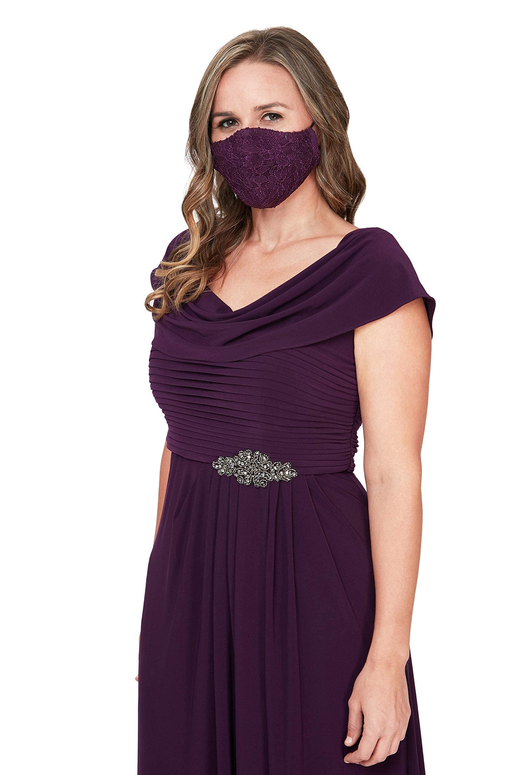 Alex Evenings Women's Long Cowl Neck Mother of The Bride Dress - Elegant Formal Gown for Weddings, Evening Parties & Special Occasions