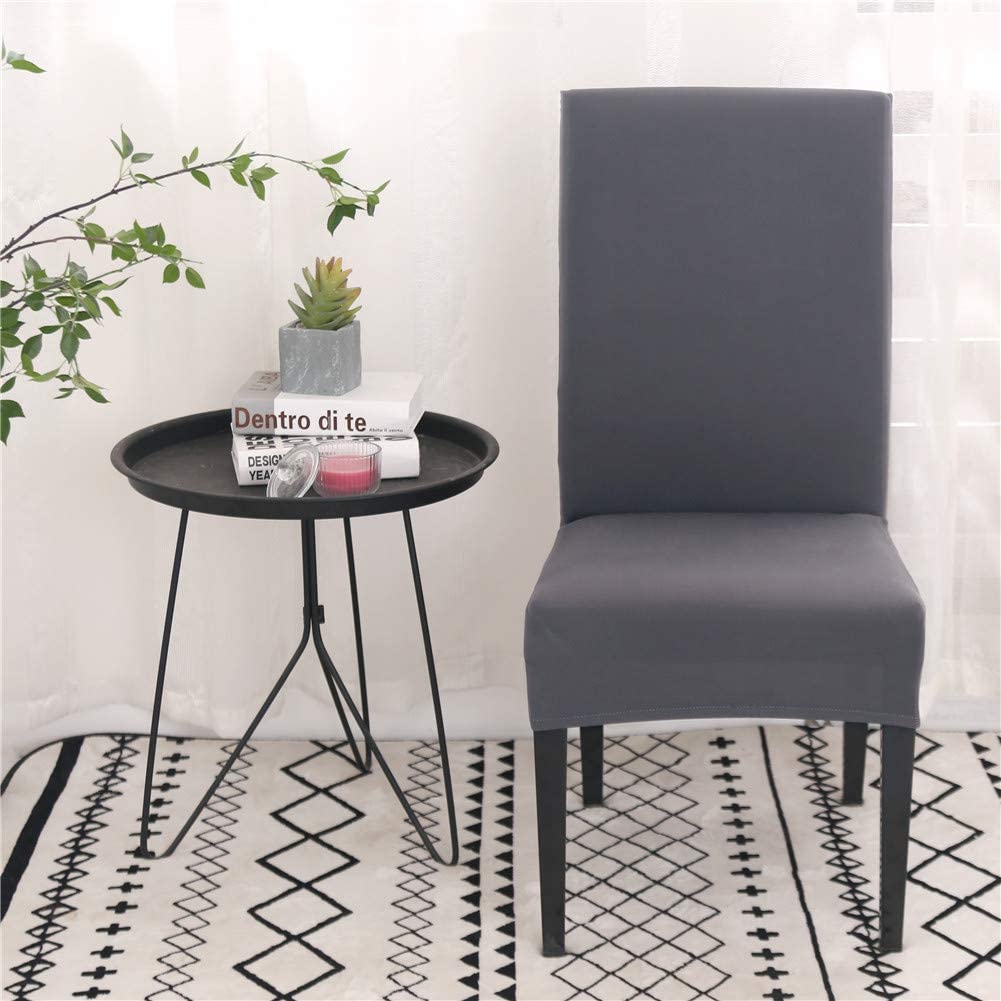 Stretch Dining Chair Covers Set of 6 - Washable Polyester Slipcovers for Kitchen, Hotel & Wedding Chairs - High Back Seat Protectors (Gray) - Perfect for Home Decor, Restaurant Use & Special Events