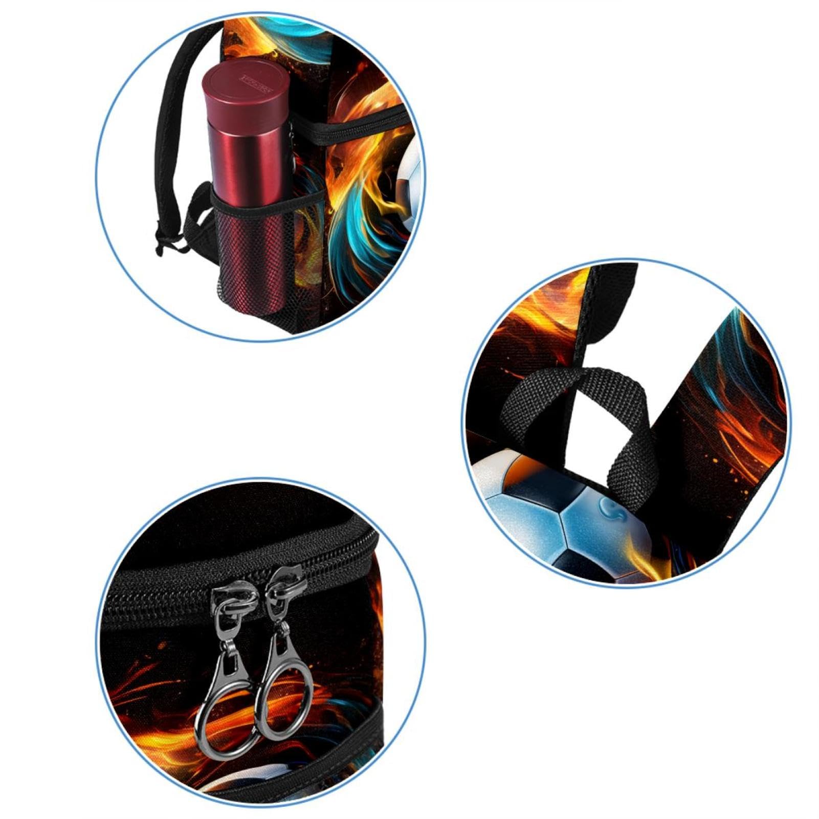 Best Travel Backpack for Women & Men - Lightweight Durable Hiking Backpack with Flaming Football Design - Perfect for Camping, School & Outdoor Adventures