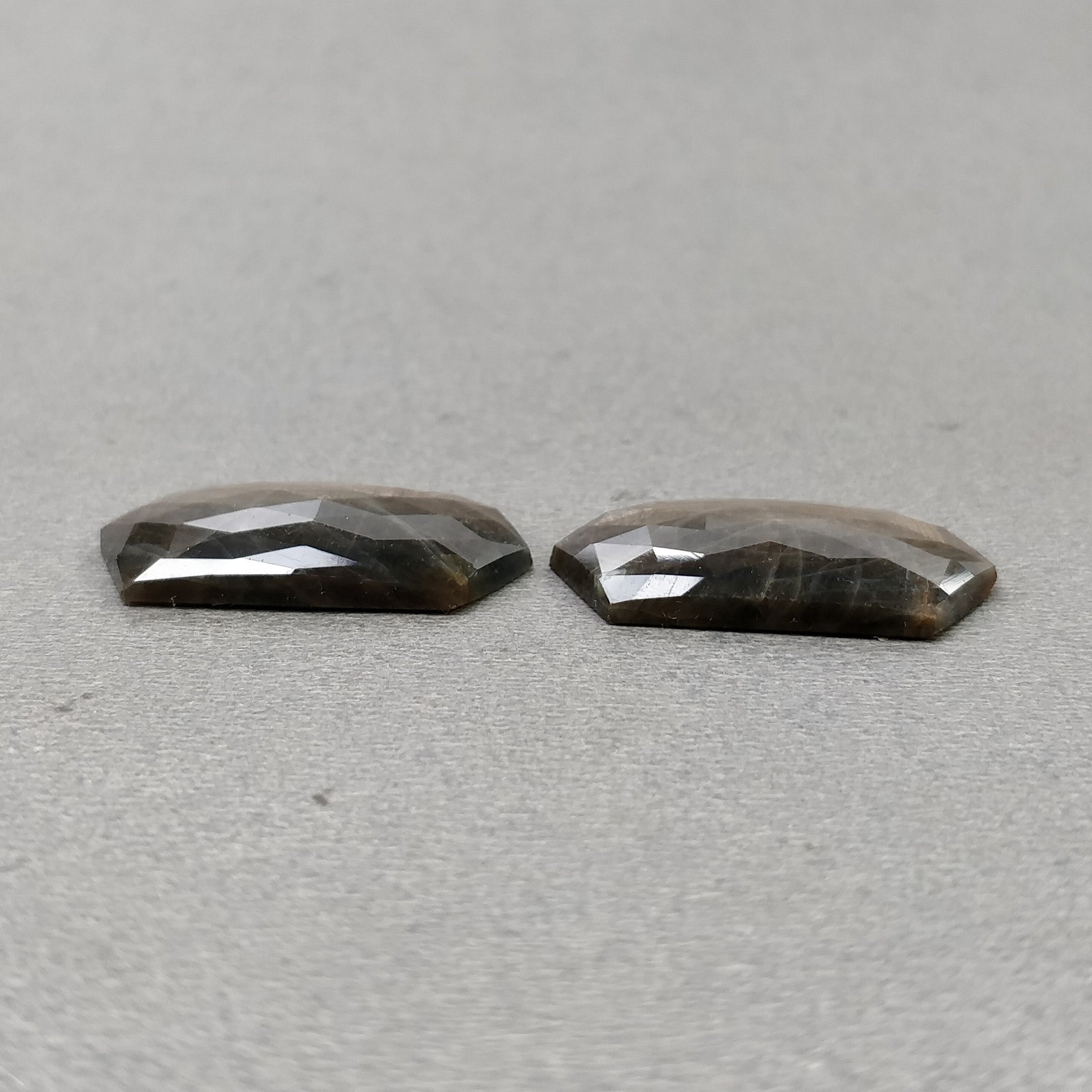 Natural Untreated Golden Brown Chocolate Sapphire Gemstone - 38.75cts Rose Cut Hexagon Shape (27x15.5mm) Pair for Jewelry Making, Engagement Rings & Luxury Collection