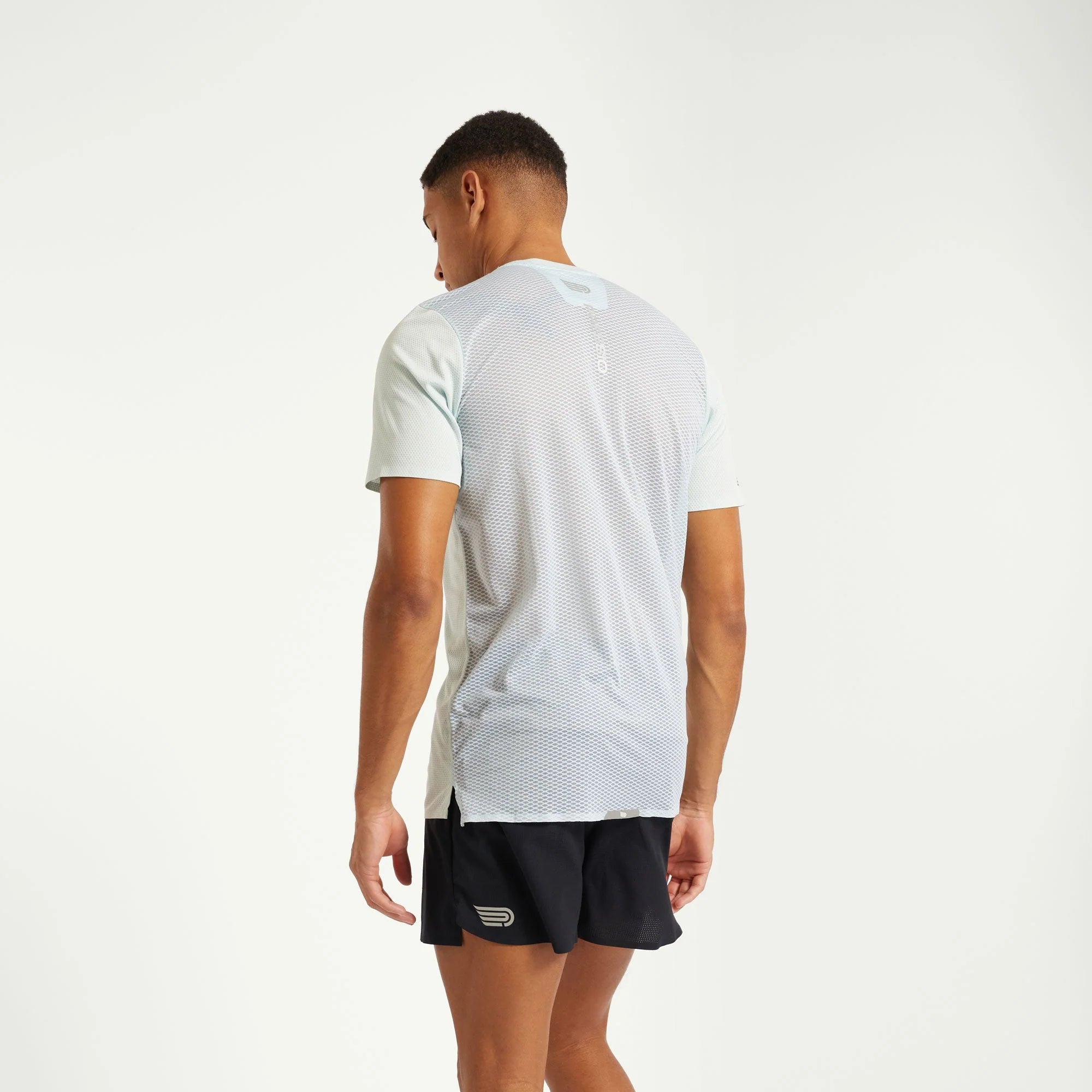 Pressio Men's Running Shirt - Elite Performance Short Sleeve Top for Marathon & Training (Silver/Black) - Moisture Wicking & Breathable for Gym, Jogging & Outdoor Sports