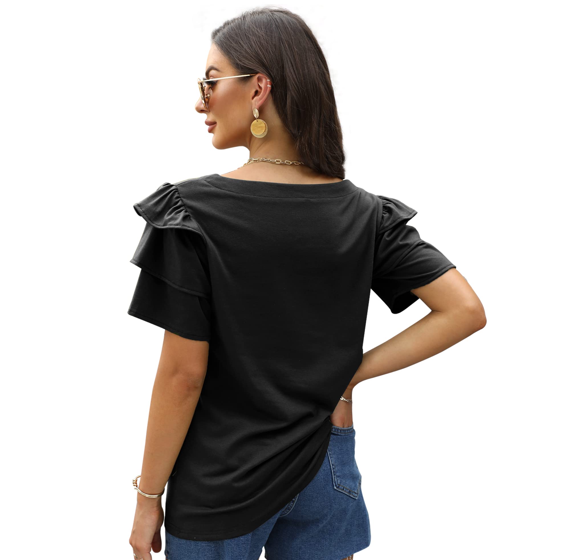 Women's Casual Square Neck T-Shirts - Loose Fit Summer Tops & Tunic Blouses for Women | Perfect for Beach Outings, Vacation Wear & Everyday Comfort