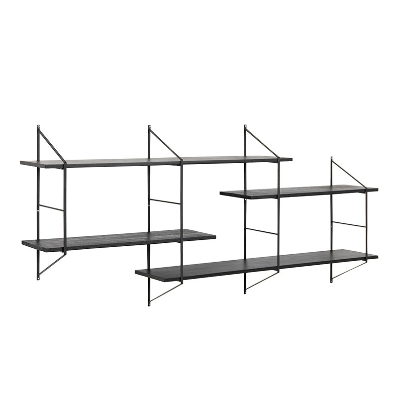 RYDEN 191cm Display Unit - Black & Paulownia Wood TV Stand with Shelves for Living Room, Bedroom, or Office Storage