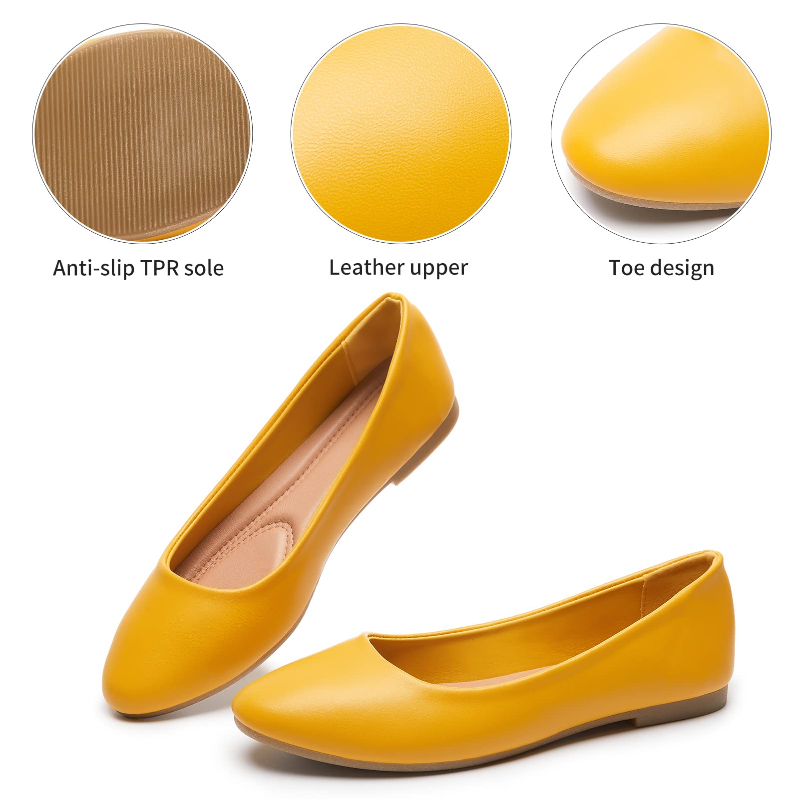 Hash Bubbie Women's Ballet Flats - Comfortable PU Leather Slip-On Dress Shoes for Women | Perfect for Office, Wedding & Casual Wear