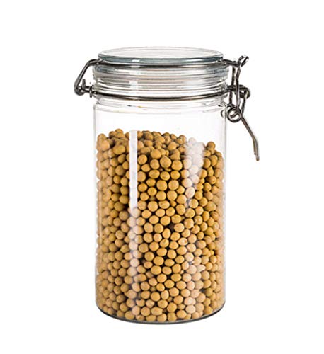 FixtureDisplays® 12-Pack 1500ml PET Spice Jars with Wire Clasp Seal - Airtight Food Storage Containers for Spices, Herbs, Paint, Oil - Ideal for Kitchen Pantry & Craft Room Organization