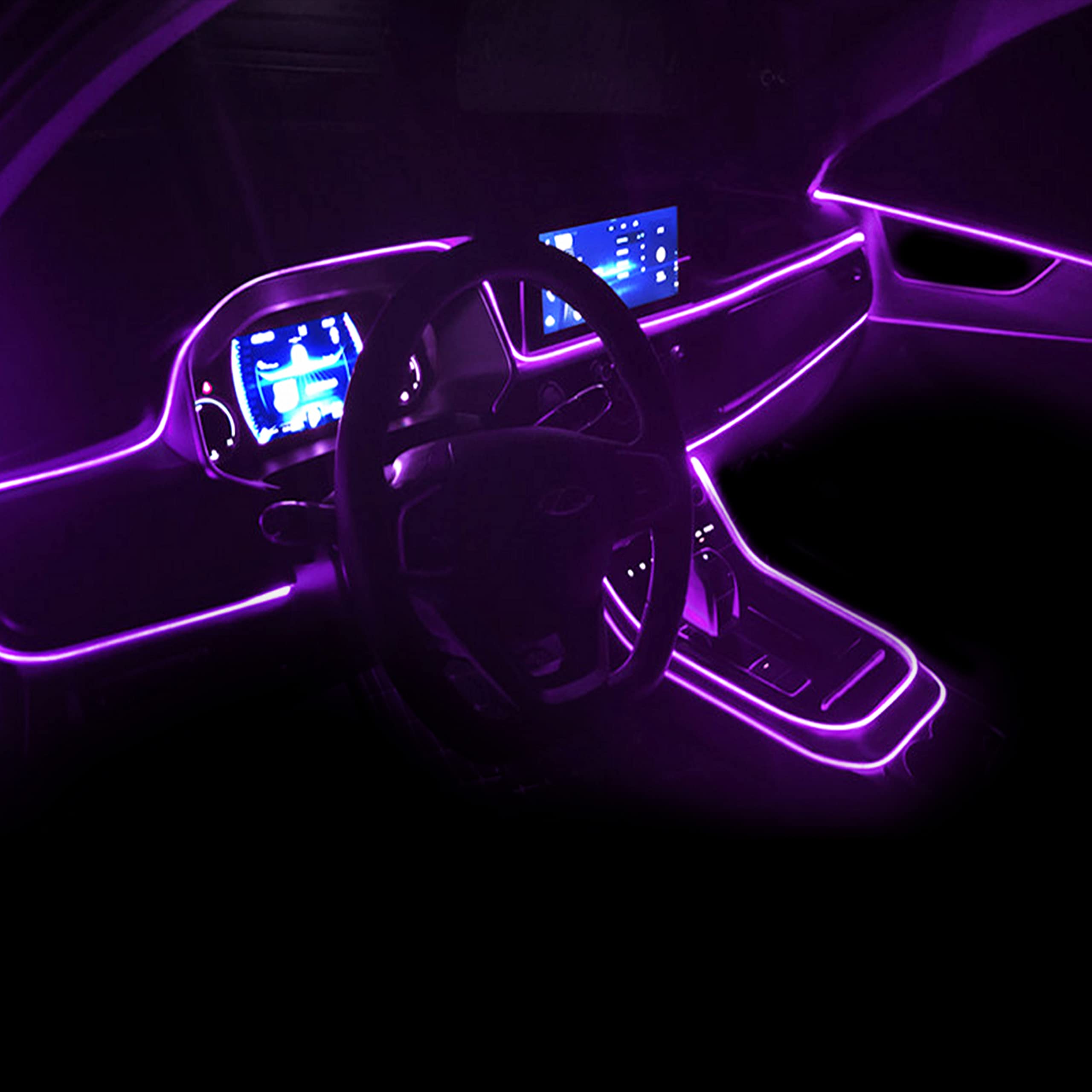 Multicolor RGB Car Interior Ambient Lighting Kit - 64 Colors, Music Sync, Wireless RF Remote & Bluetooth APP Control, 12V USB Optic Fiber (3m) for Car Atmosphere Lighting - Perfect for Night Driving, Parties, and Custom Car Decor