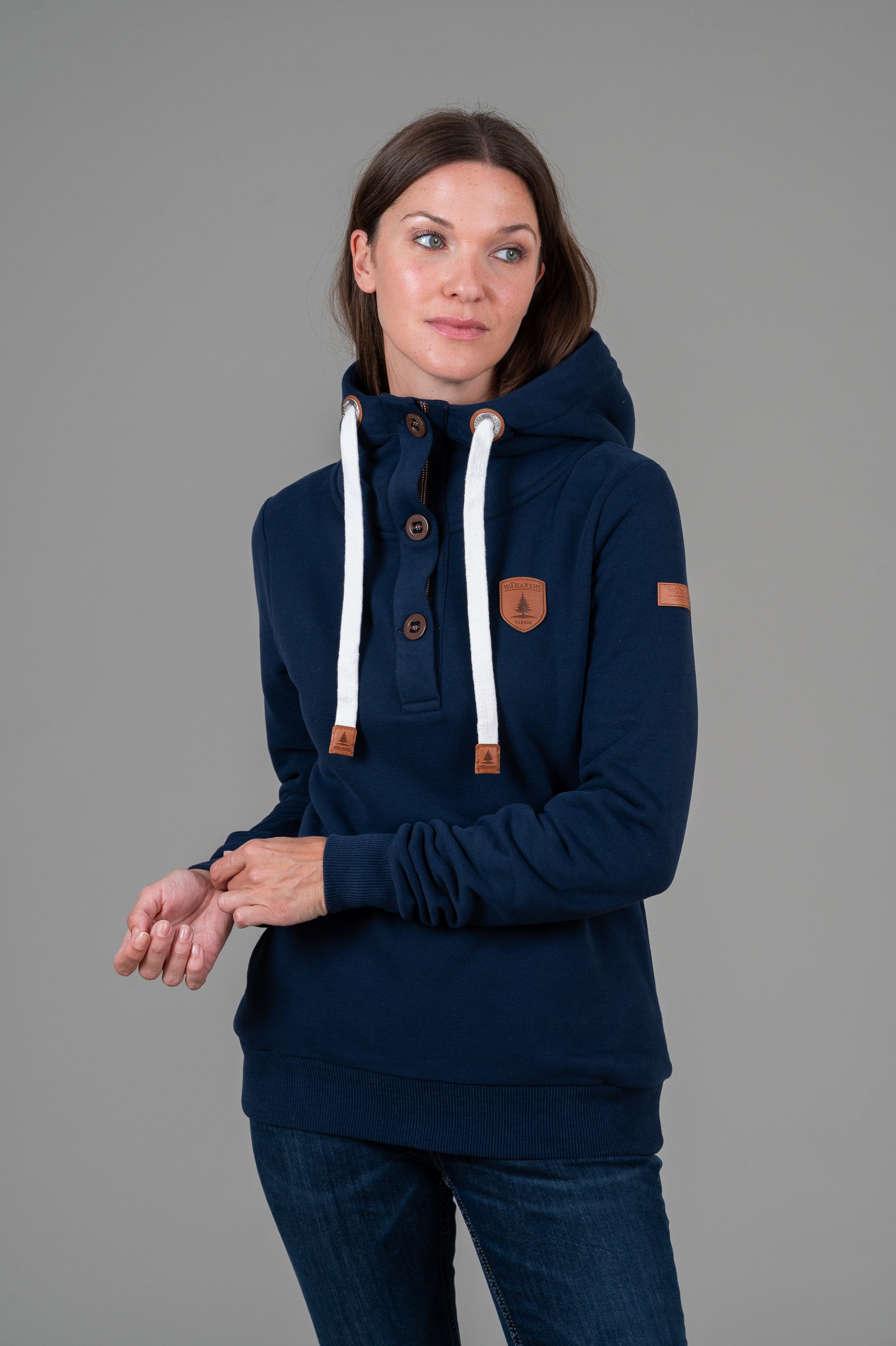 Men's Oxford Blue Button-Up Hoodie with Neck - Stylish Casual Wear for Everyday Outfits & Layering