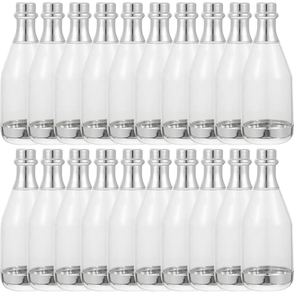 20-Piece Metallic Silver Plastic Candy Bottles - Mini Candy Jars for Party Favors, Baby Shower & Birthday Celebrations - Perfect for Wedding Decorations, Candy Buffets & Gift Packaging