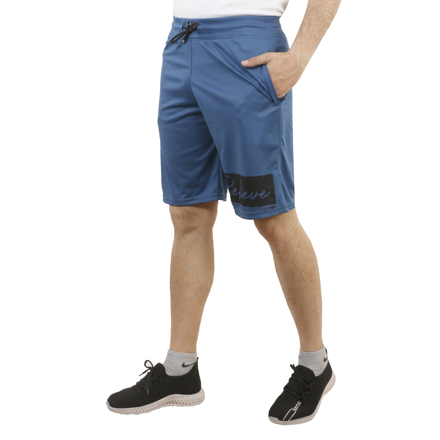 JOREN Men's Athletic Shorts with Zipper Pockets - Blue XL | Comfortable Workout & Running Shorts for Gym, Basketball, Jogging