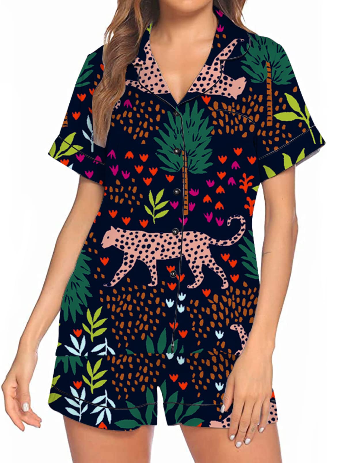 Honeystore Women's Pajama Set - Soft Button Down Sleepwear & Lounge Nightwear for Women - Cozy Home Relaxation & Sleep Comfort