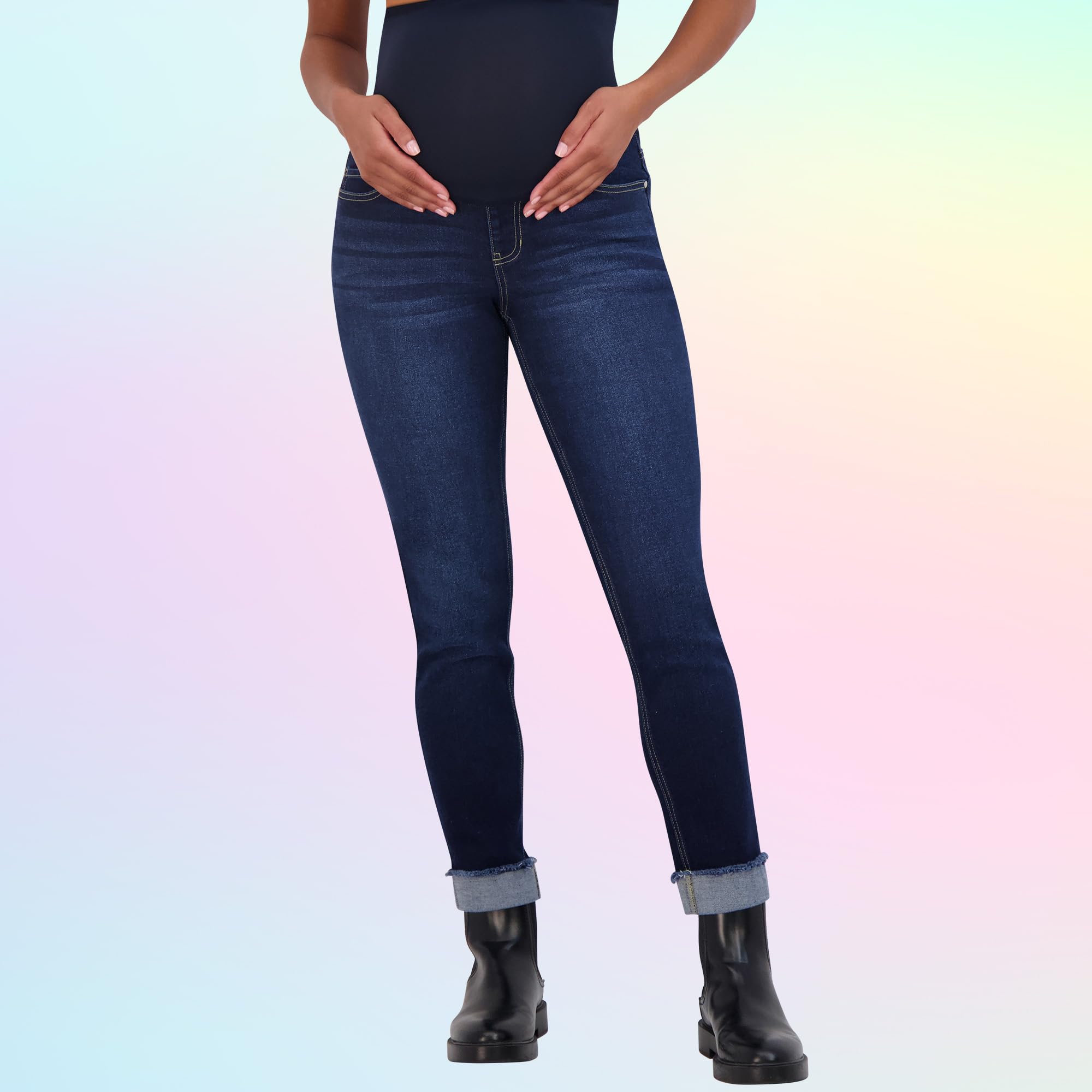 Savi Parker Women's Maternity Jeans Over The Belly – Comfortable Straight Leg Pregnancy Pants for Expecting Moms, Stretchy Denim with 27