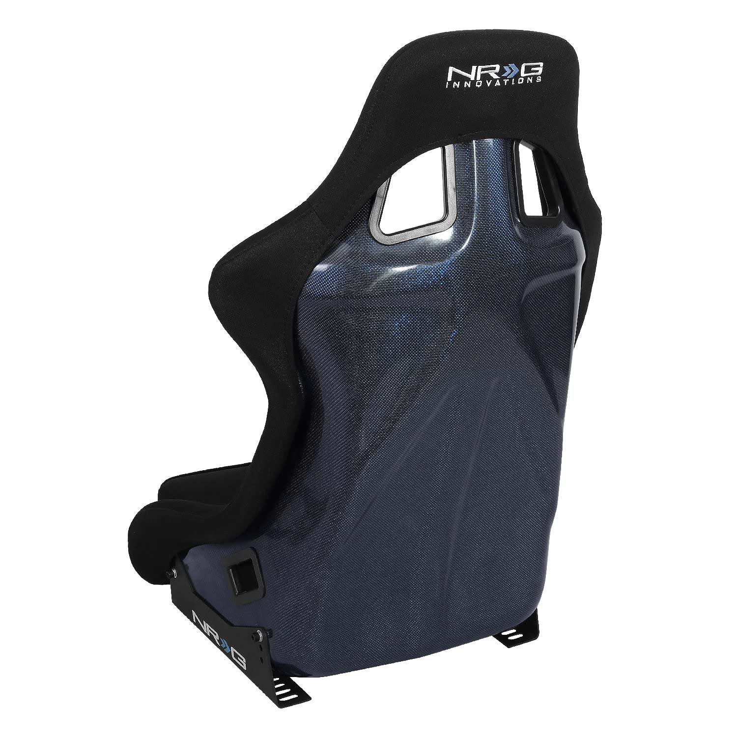 NRG Innovations NRG-RSC-302CF-BL Universal Fixed Back Bucket Racing Seat with Side Mount Bracket - Blue Carbon Fiber Design for High-Performance Cars, Drifting & Track Racing